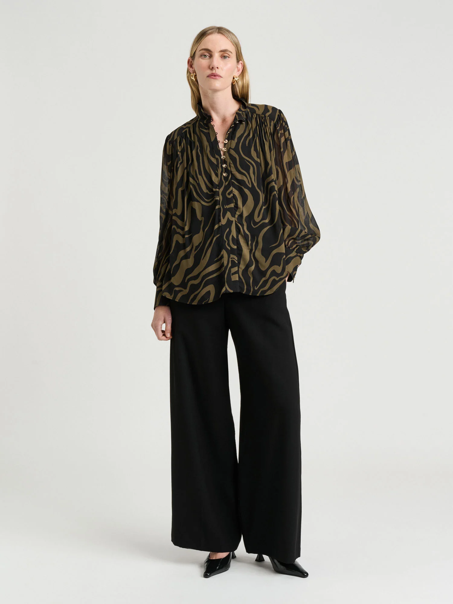 ABSTRACT ZEBRA GEORGETTE BLOUSE
