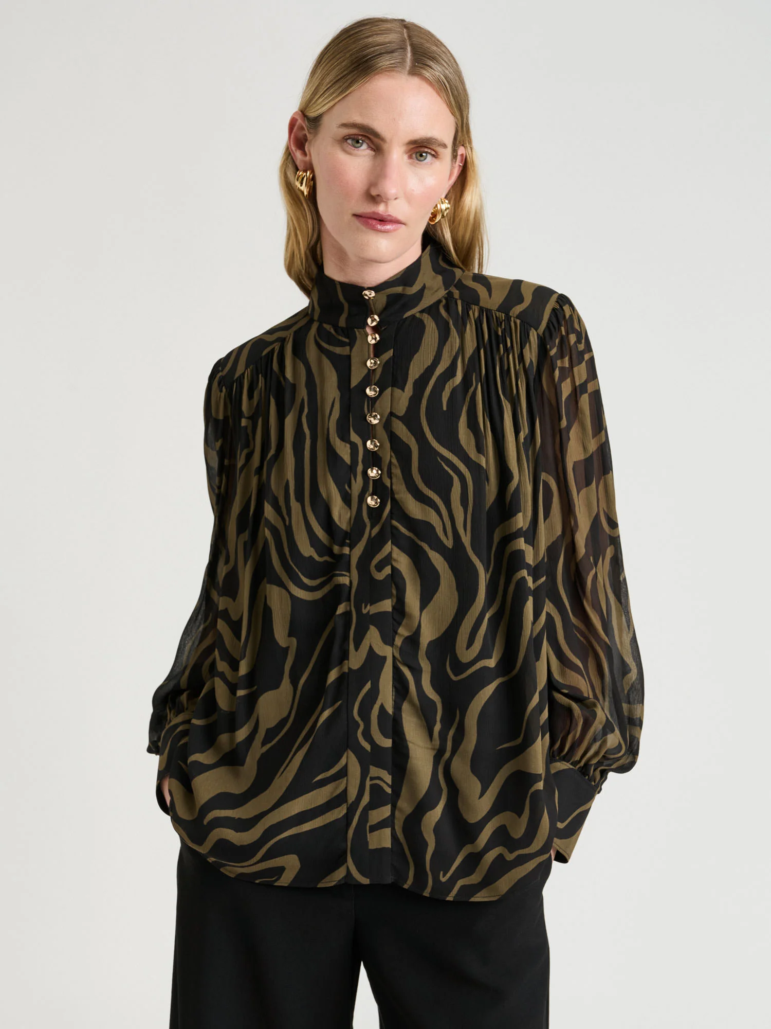 ABSTRACT ZEBRA GEORGETTE BLOUSE - Image 2