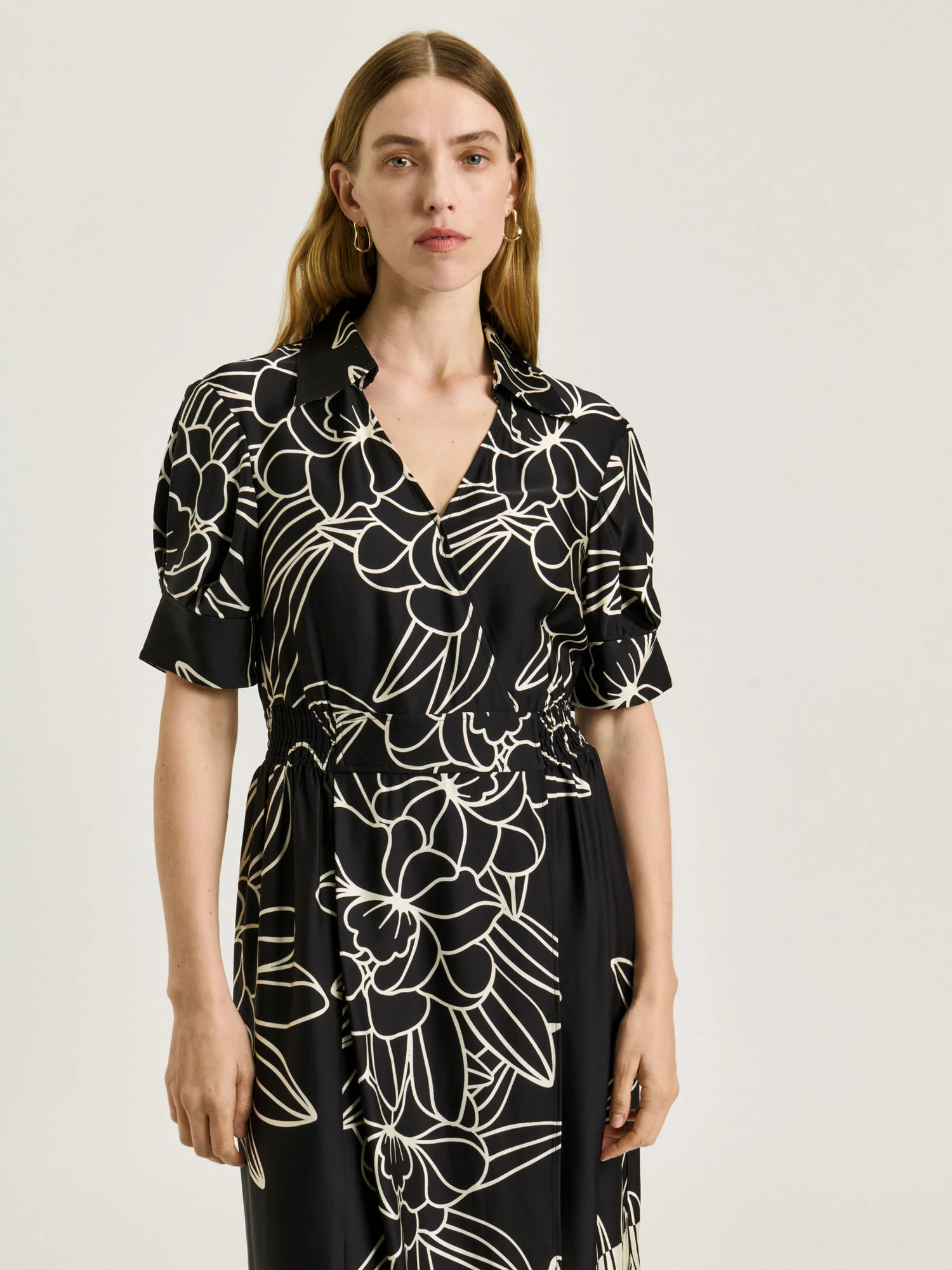 BLACK ORCHID BORDER PRINT SHIRT DRESS - Image 2