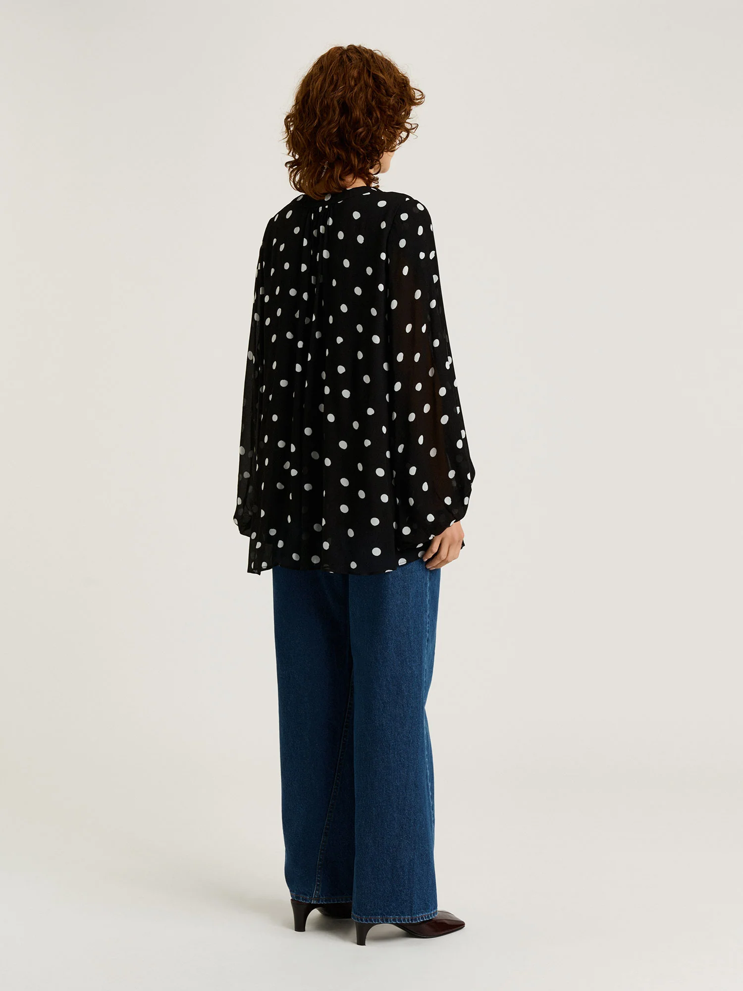 BLACK PAINTERLY SPOT GEORGETTE BLOUSE - Image 4