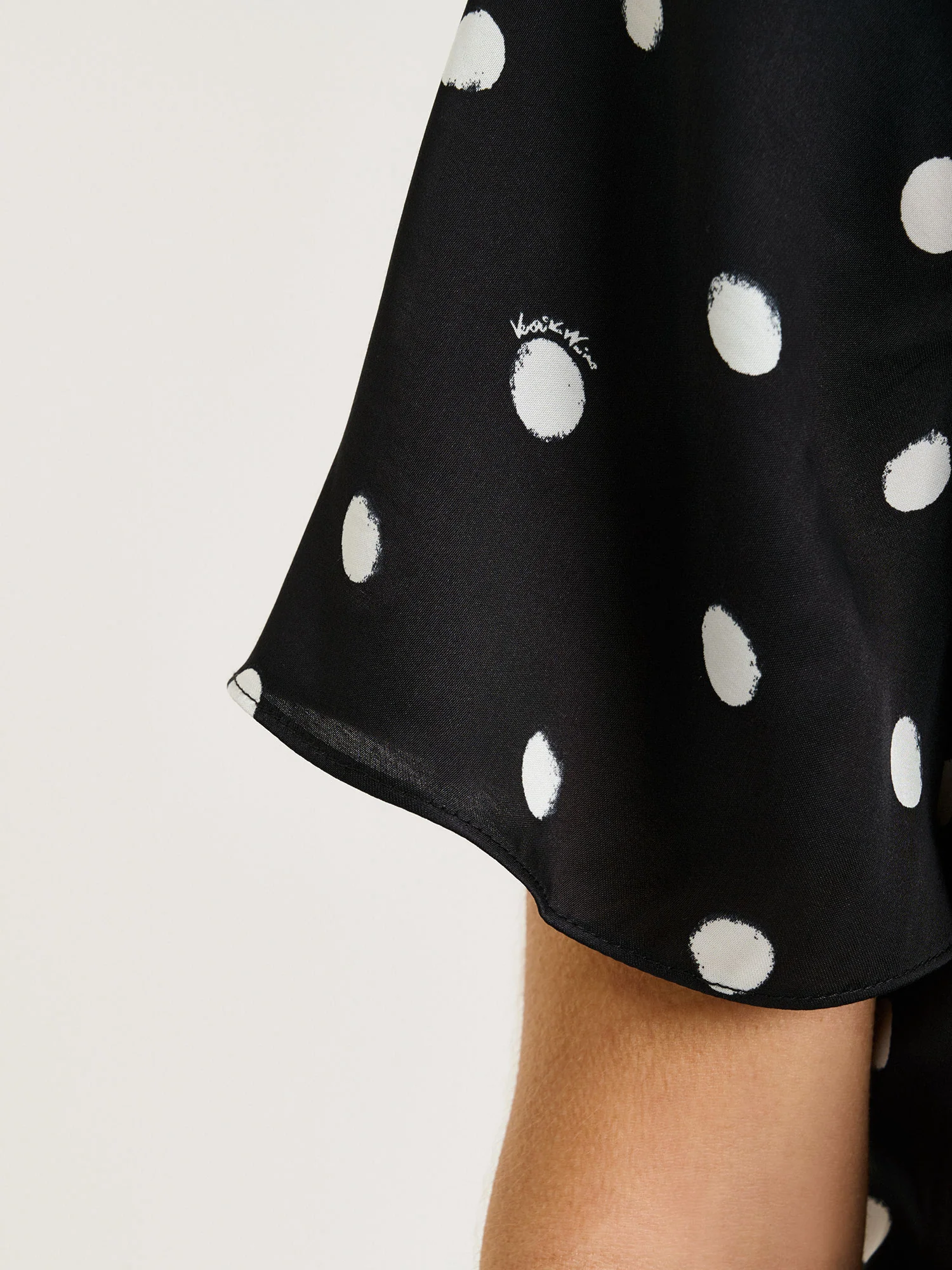 BLACK PAINTERLY SPOT SATIN BLOUSE - Image 4