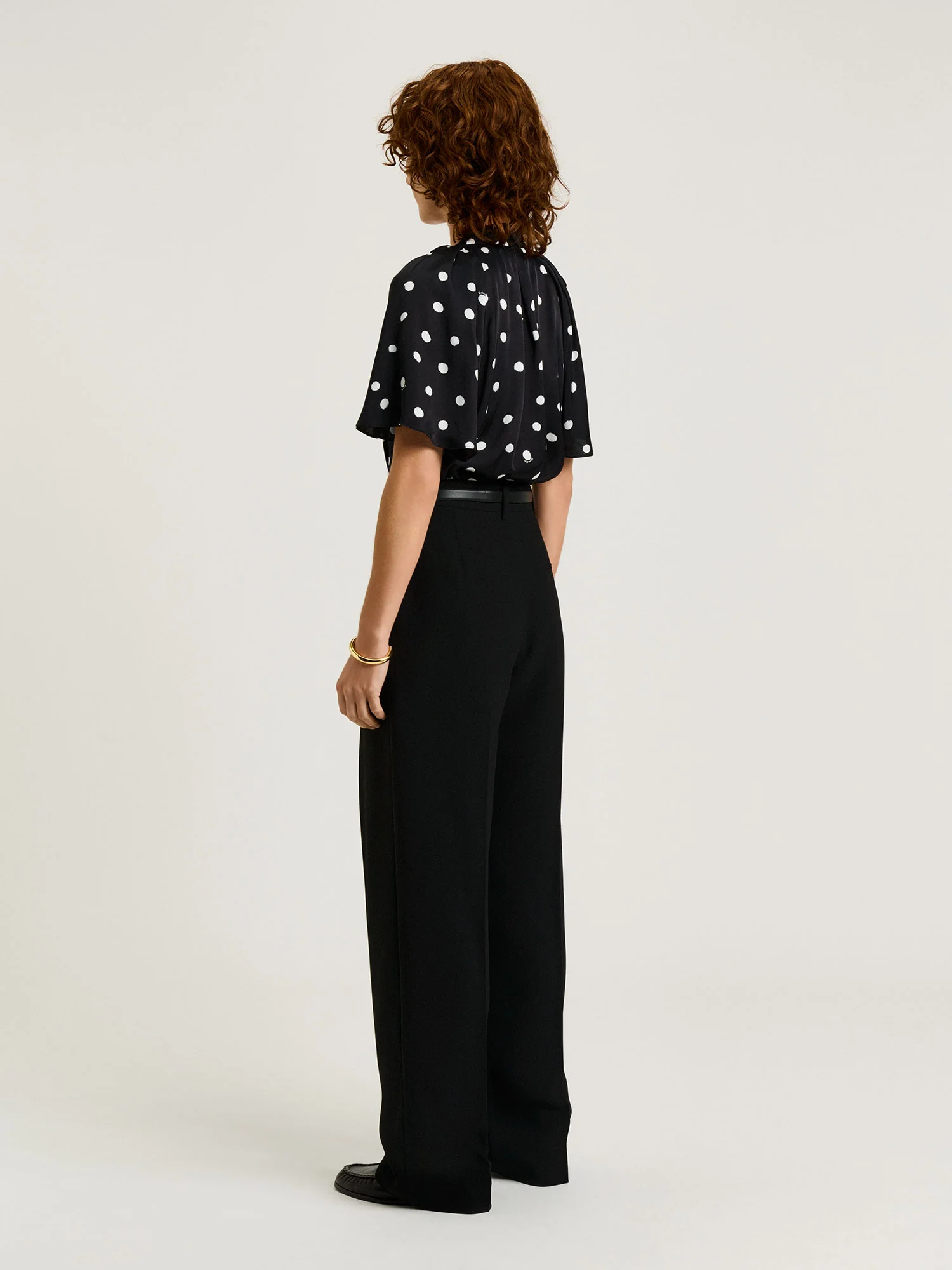 BLACK PAINTERLY SPOT SATIN BLOUSE - Image 5
