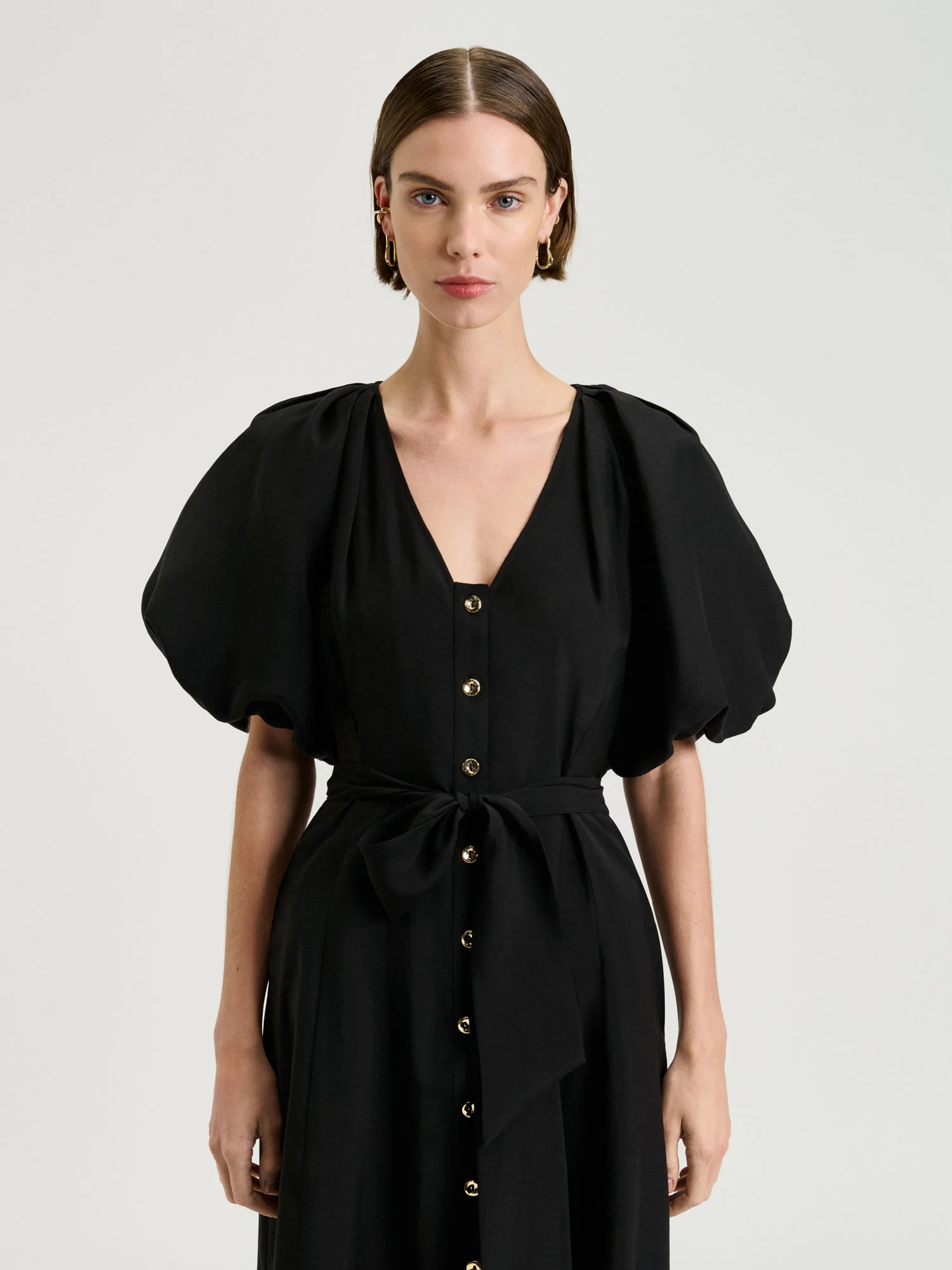 BLOUSON SLEEVE MIDI SHIRTDRESS - Image 2