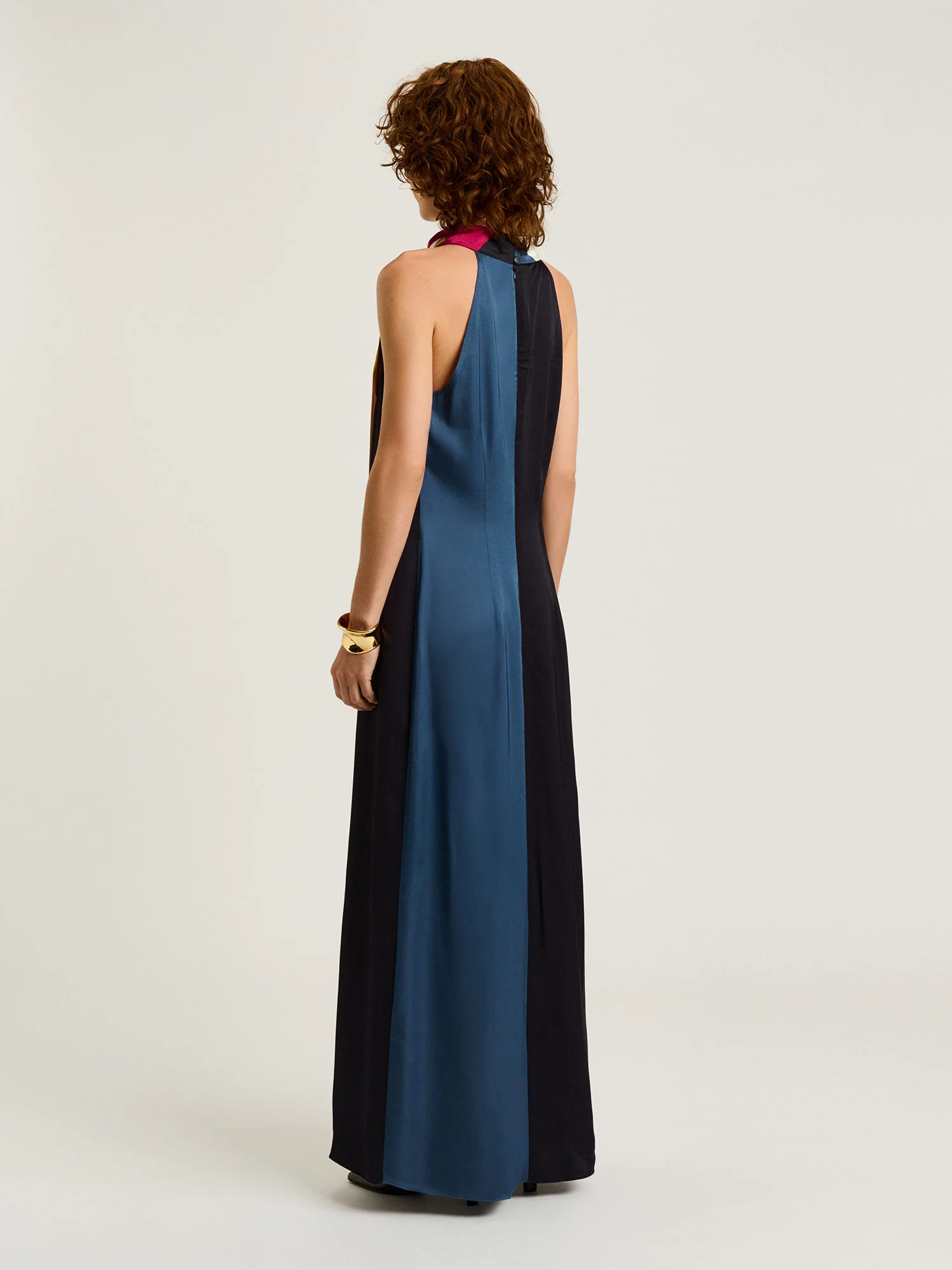 BLOWN UP FLORAL SATIN COLUMN MAXI DRESS - Image 5