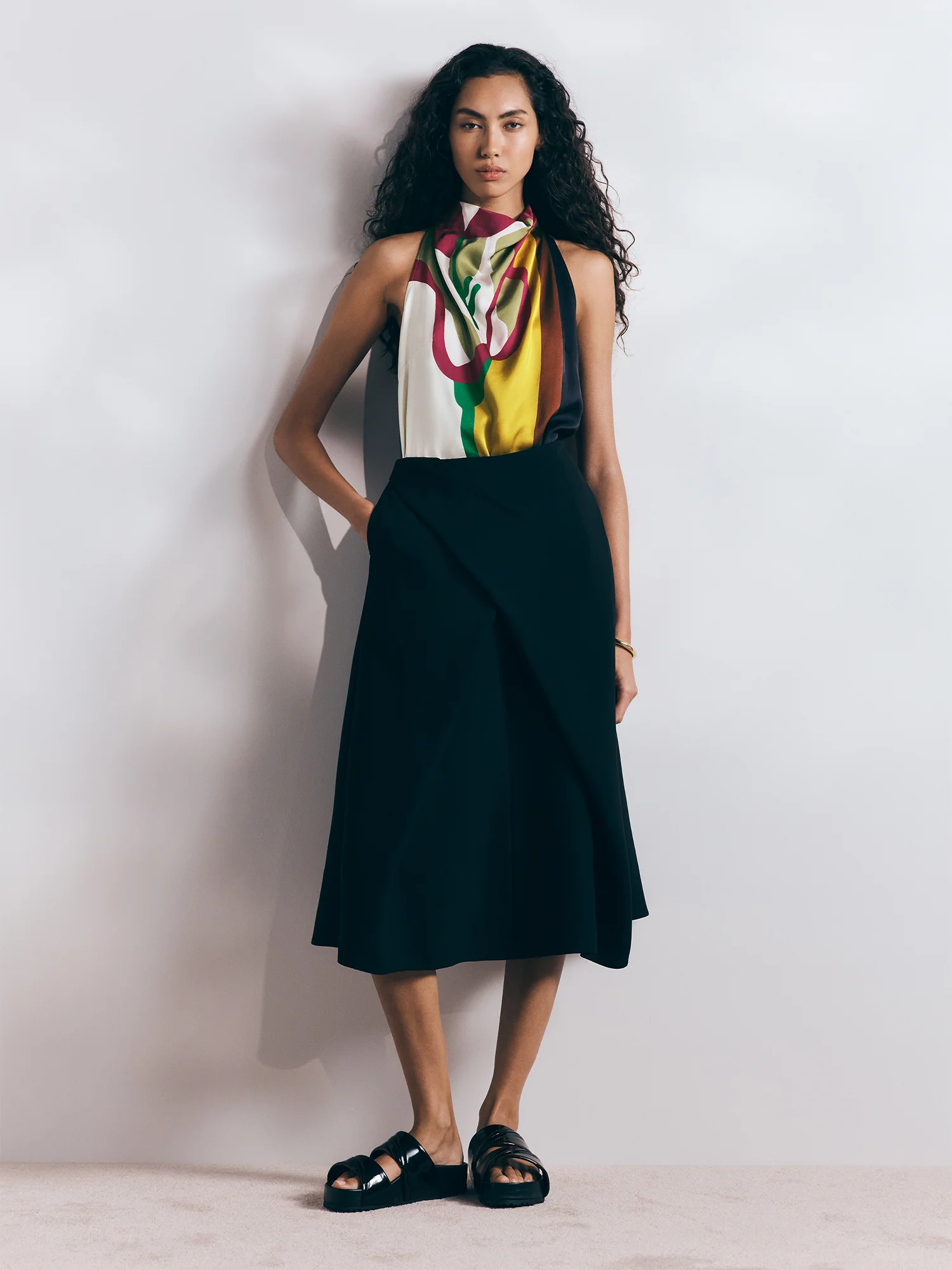 BLOWN UP FLORAL SATIN HALTER TOP - Image 6