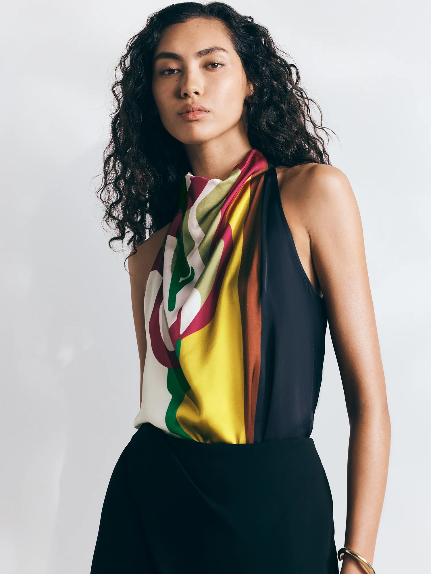 BLOWN UP FLORAL SATIN HALTER TOP - Image 7