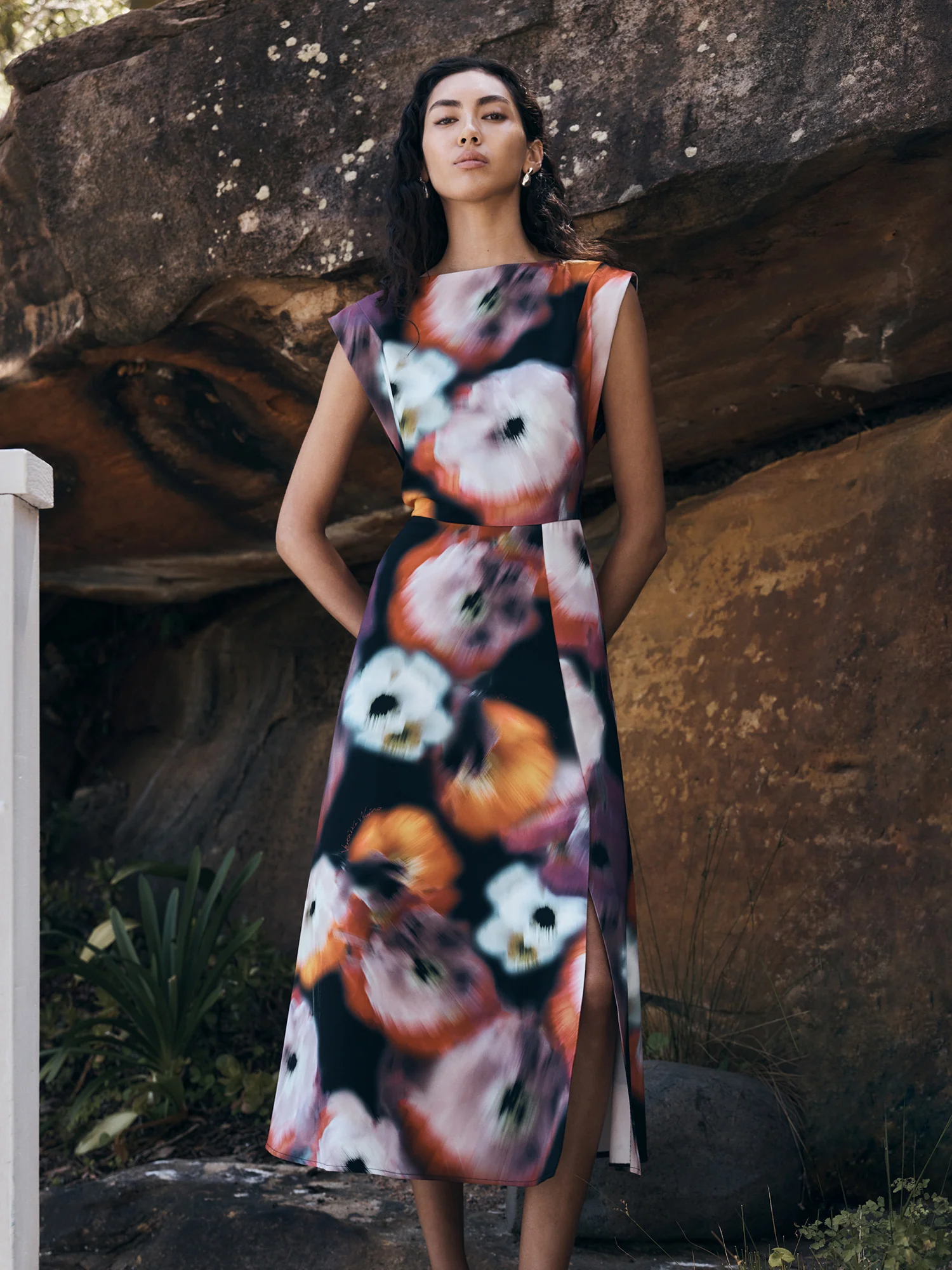 BLUR FLORAL MIDI DRESS - Image 5