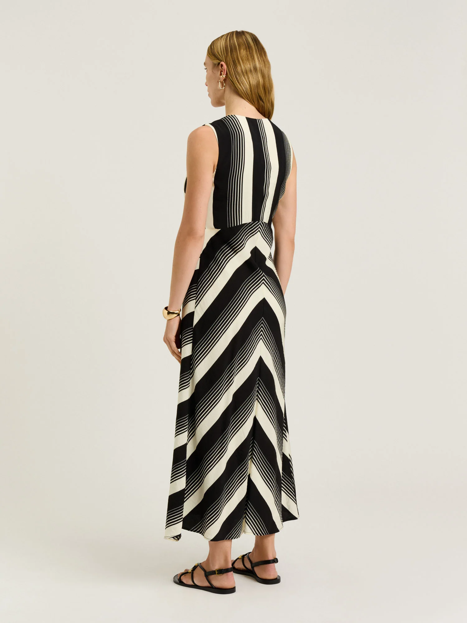 BOLD STRIPE BIAS CUT MIDI DRESS - Image 4