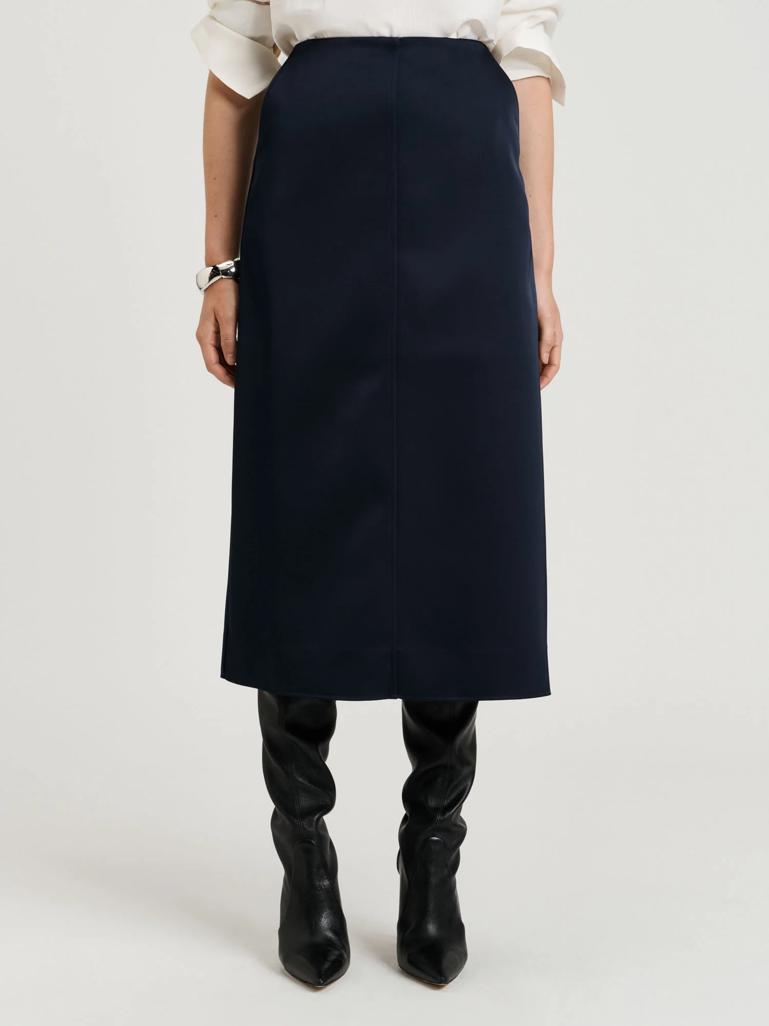 BONDED SATIN PENCIL SKIRT - Image 2