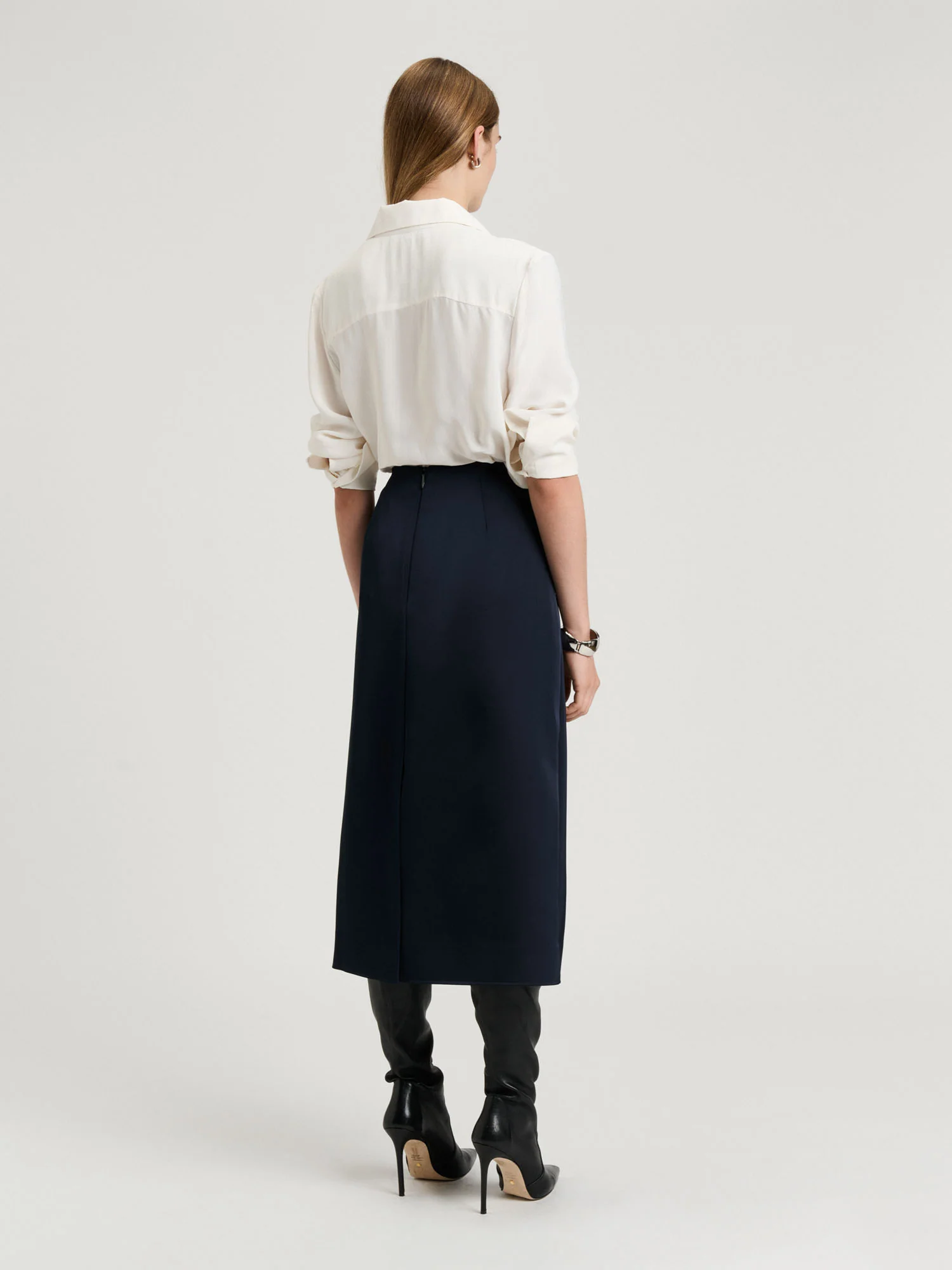 BONDED SATIN PENCIL SKIRT - Image 3