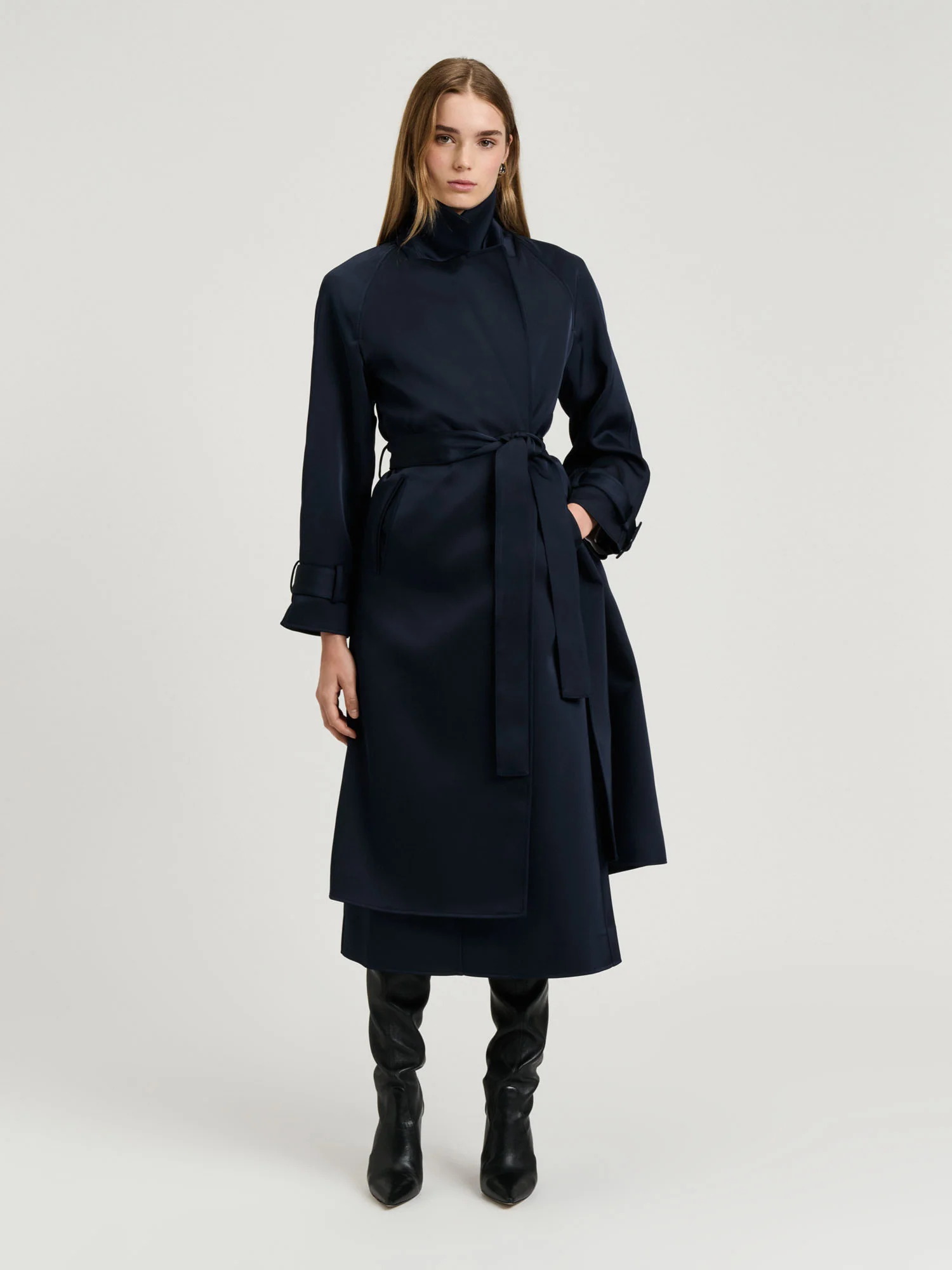 BONDED SATIN TRENCH COAT - Image 4