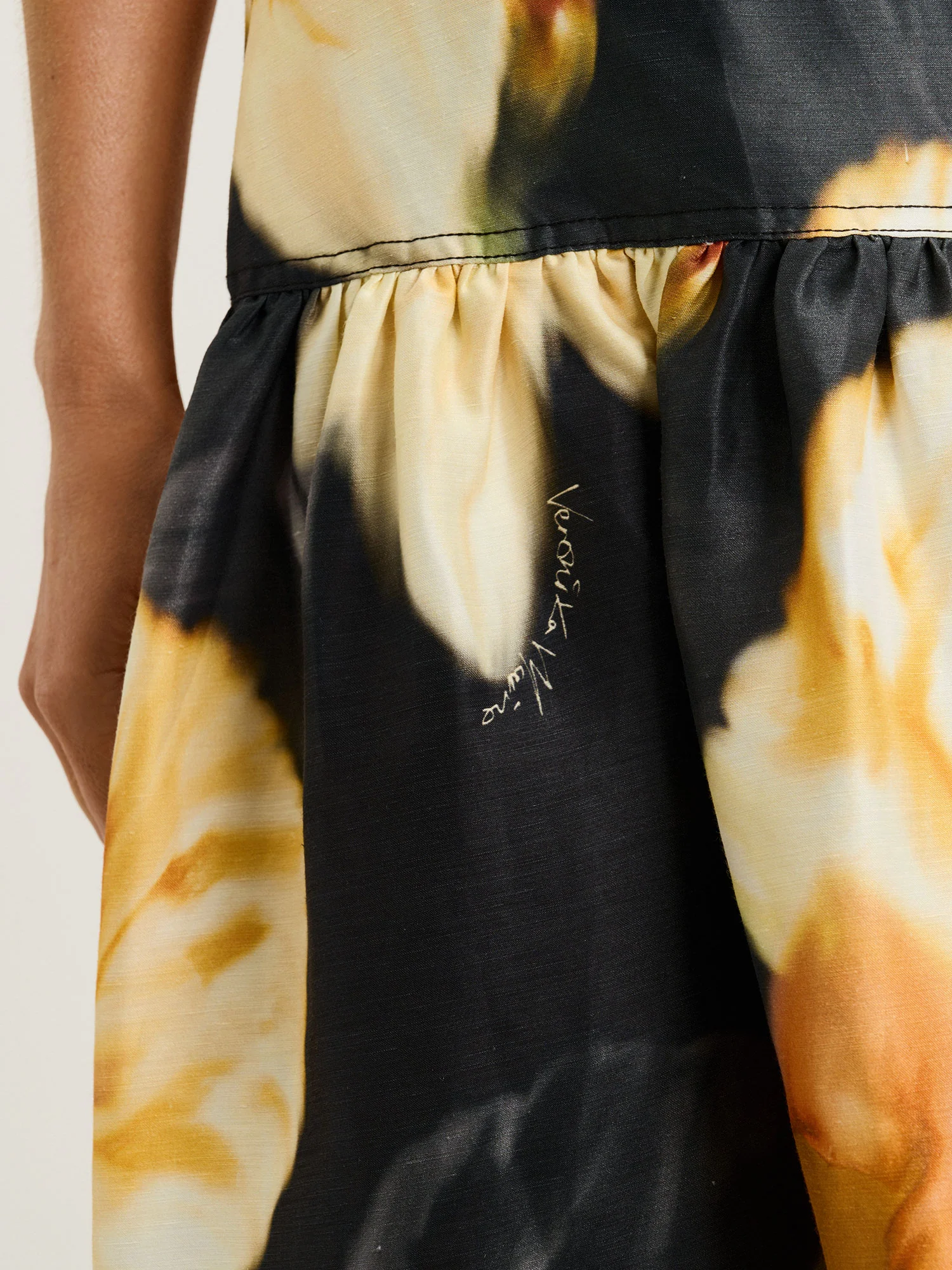 BOTANICAL FLORAL GATHERED MIDI SKIRT - Image 4