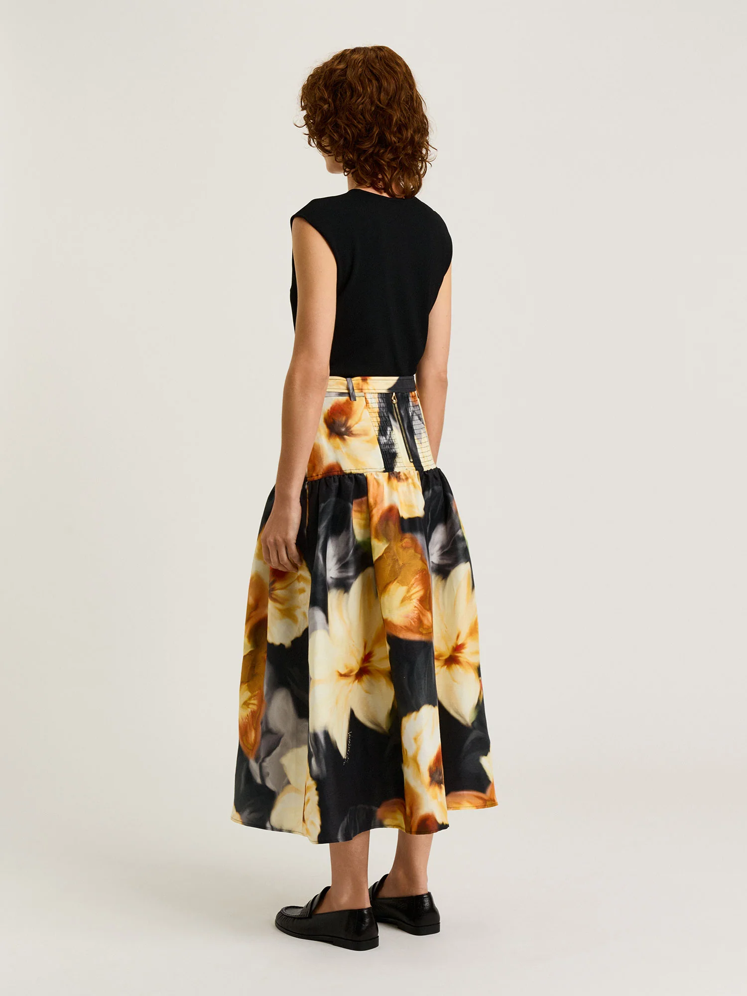 BOTANICAL FLORAL GATHERED MIDI SKIRT - Image 5