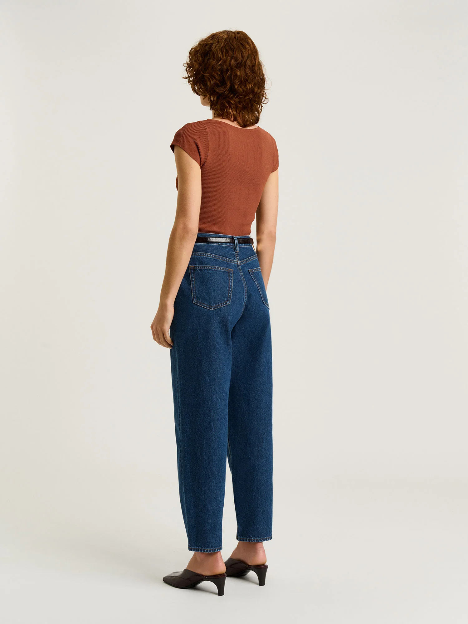 BRONZE RIBBED CAP SLEEVE BOAT NECK KNIT - Image 3