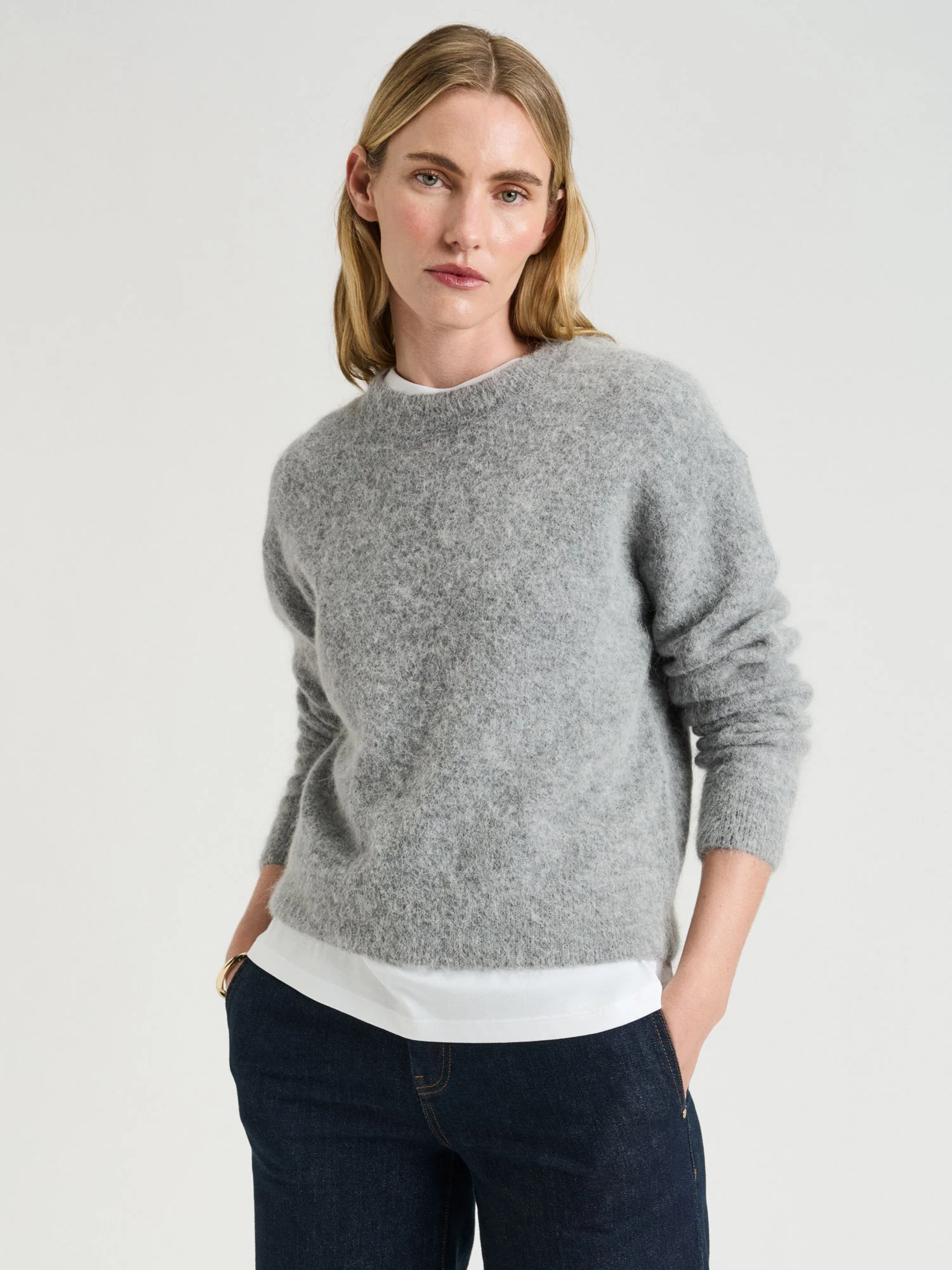 BRUSHED ALPACA WOOL BLEND KNIT