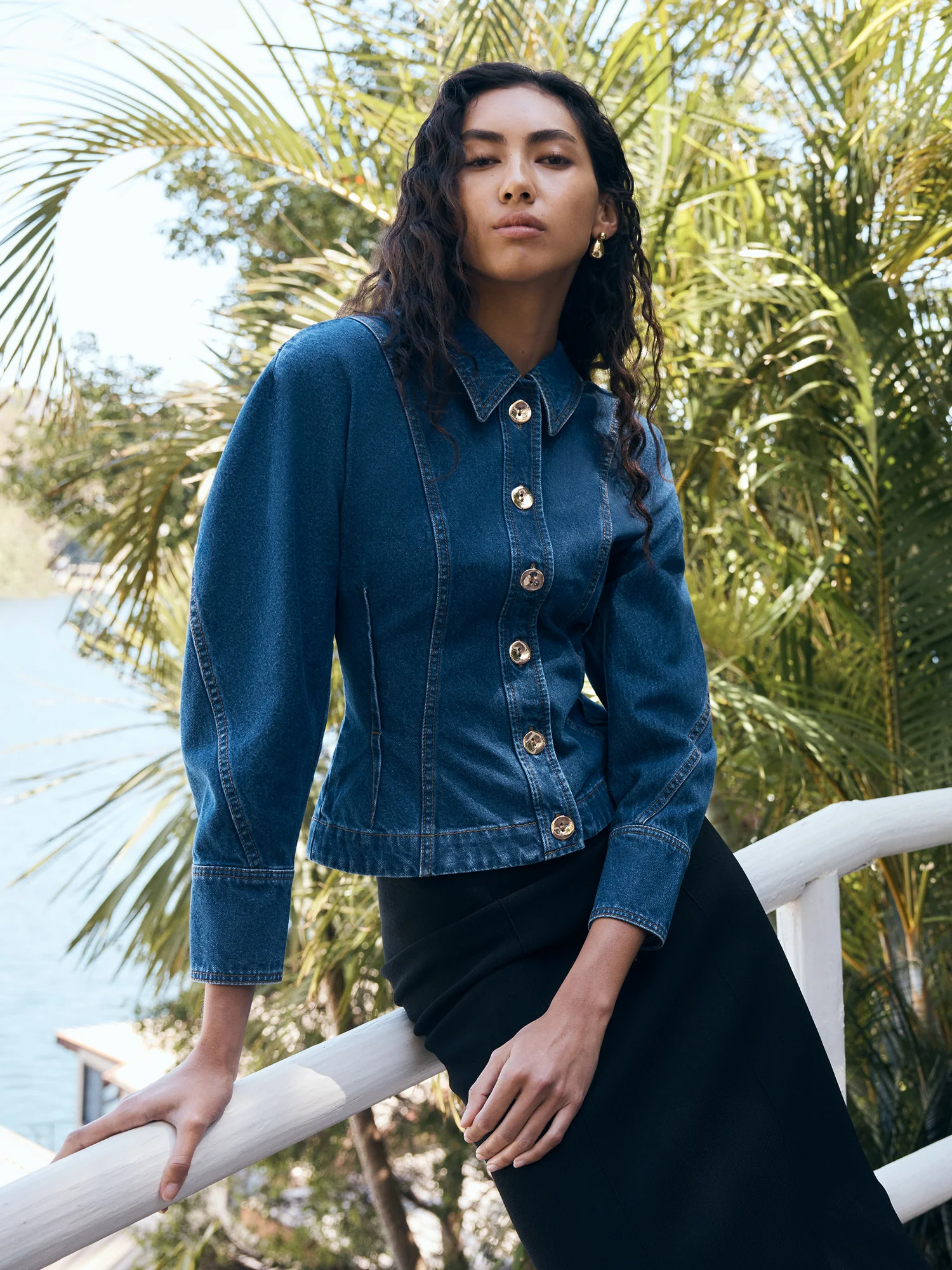 COTTON DENIM DART WAIST JACKET - Image 6
