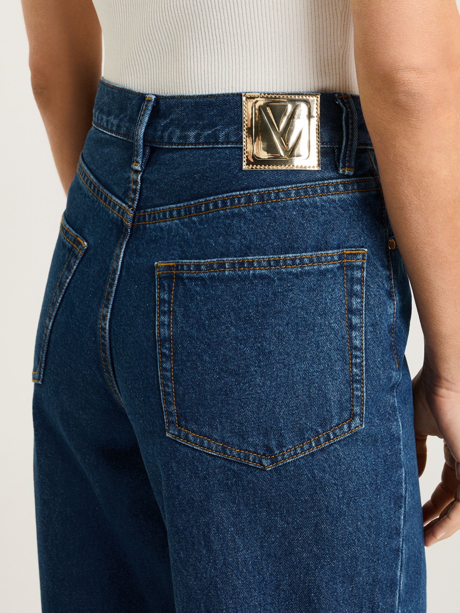 COTTON DENIM RELAXED LEG JEAN - Image 3