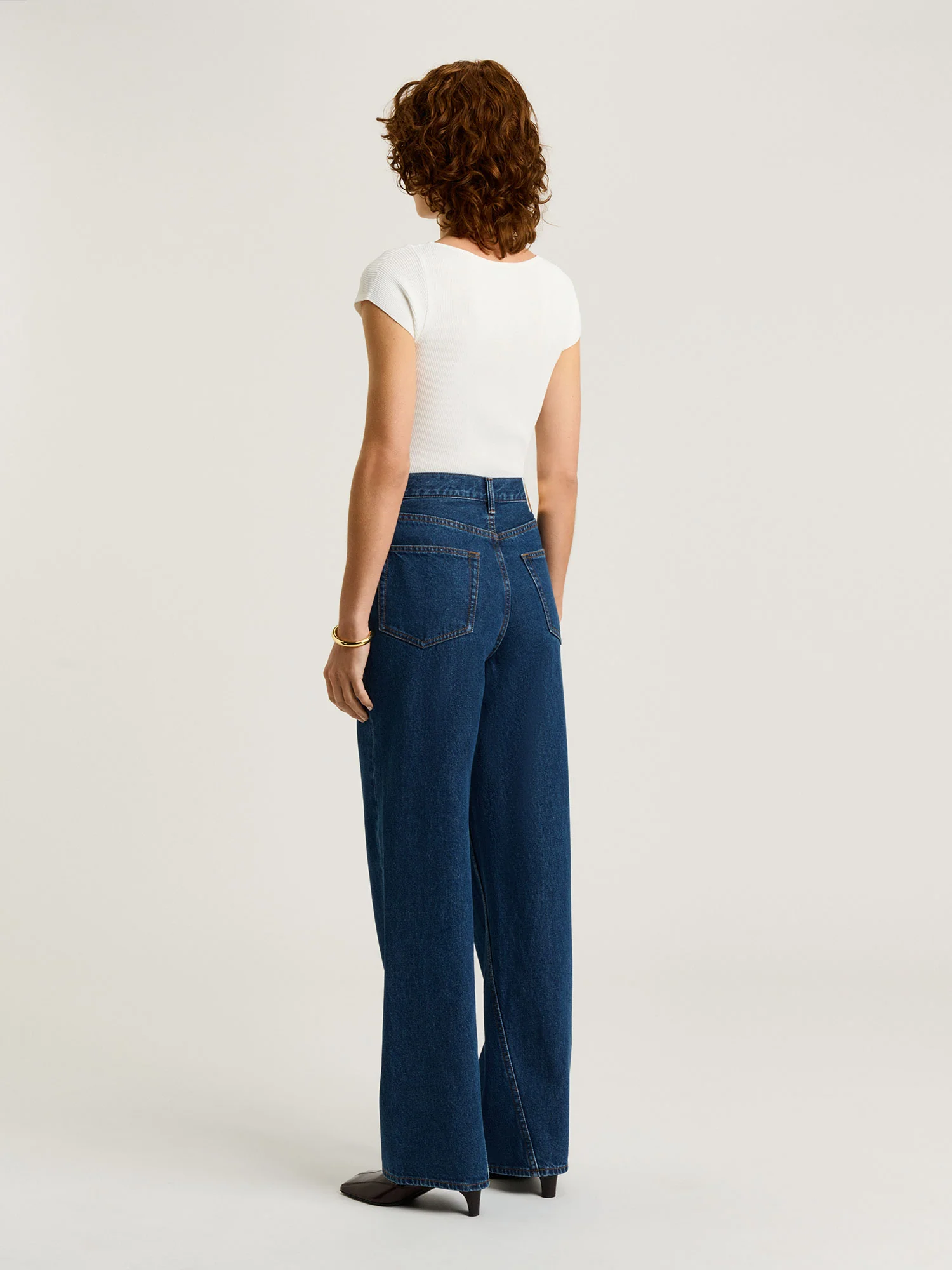 COTTON DENIM RELAXED LEG JEAN - Image 4