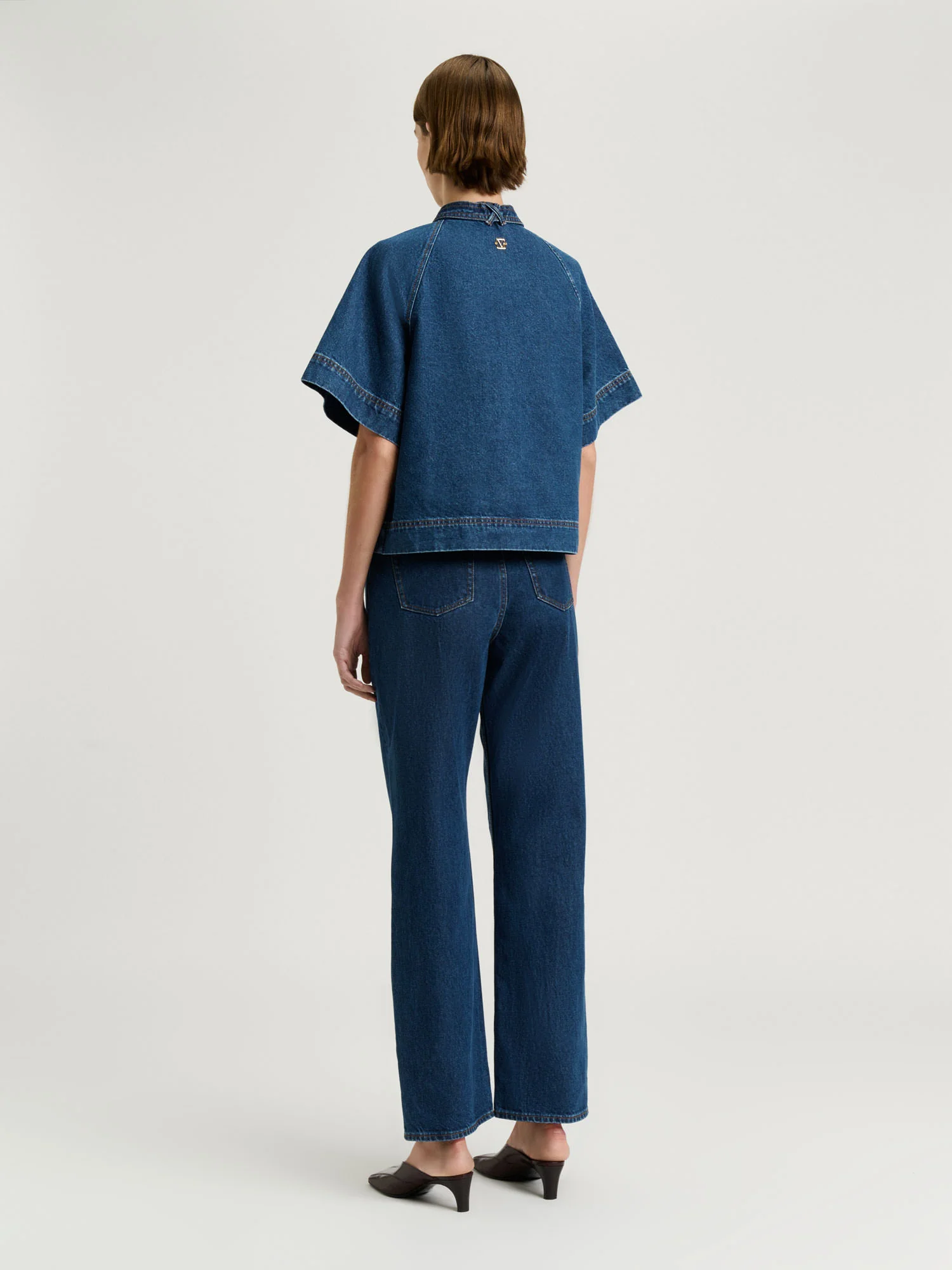 COTTON DENIM TIE NECK SHIRT - Image 7