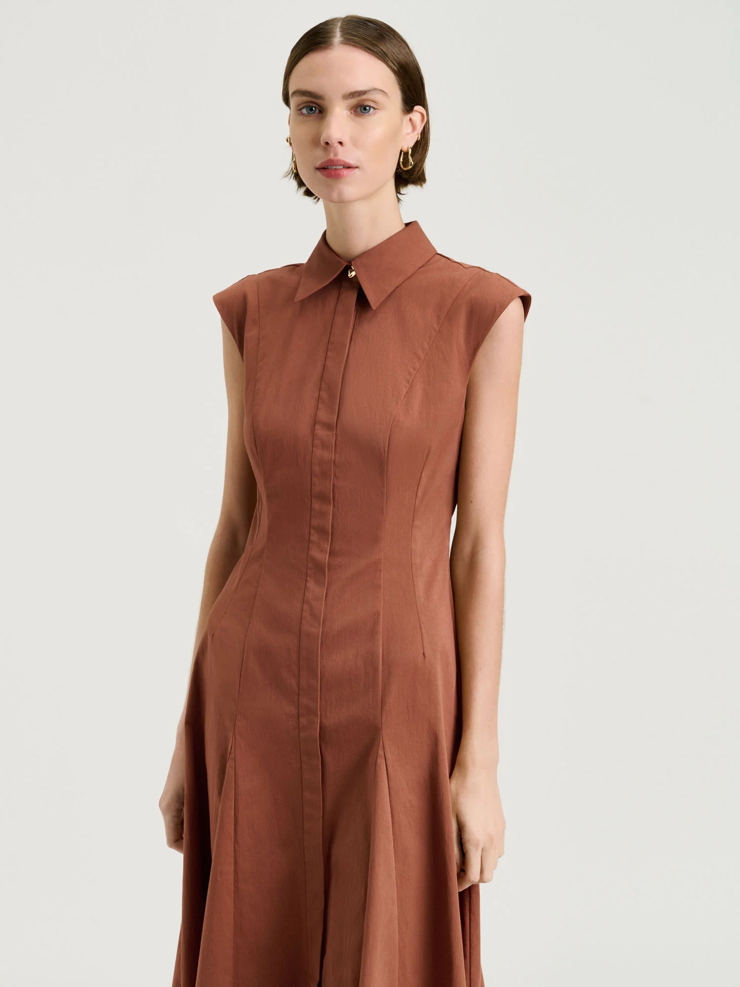 COTTON NYLON A LINE SHIRTDRESS - Image 2
