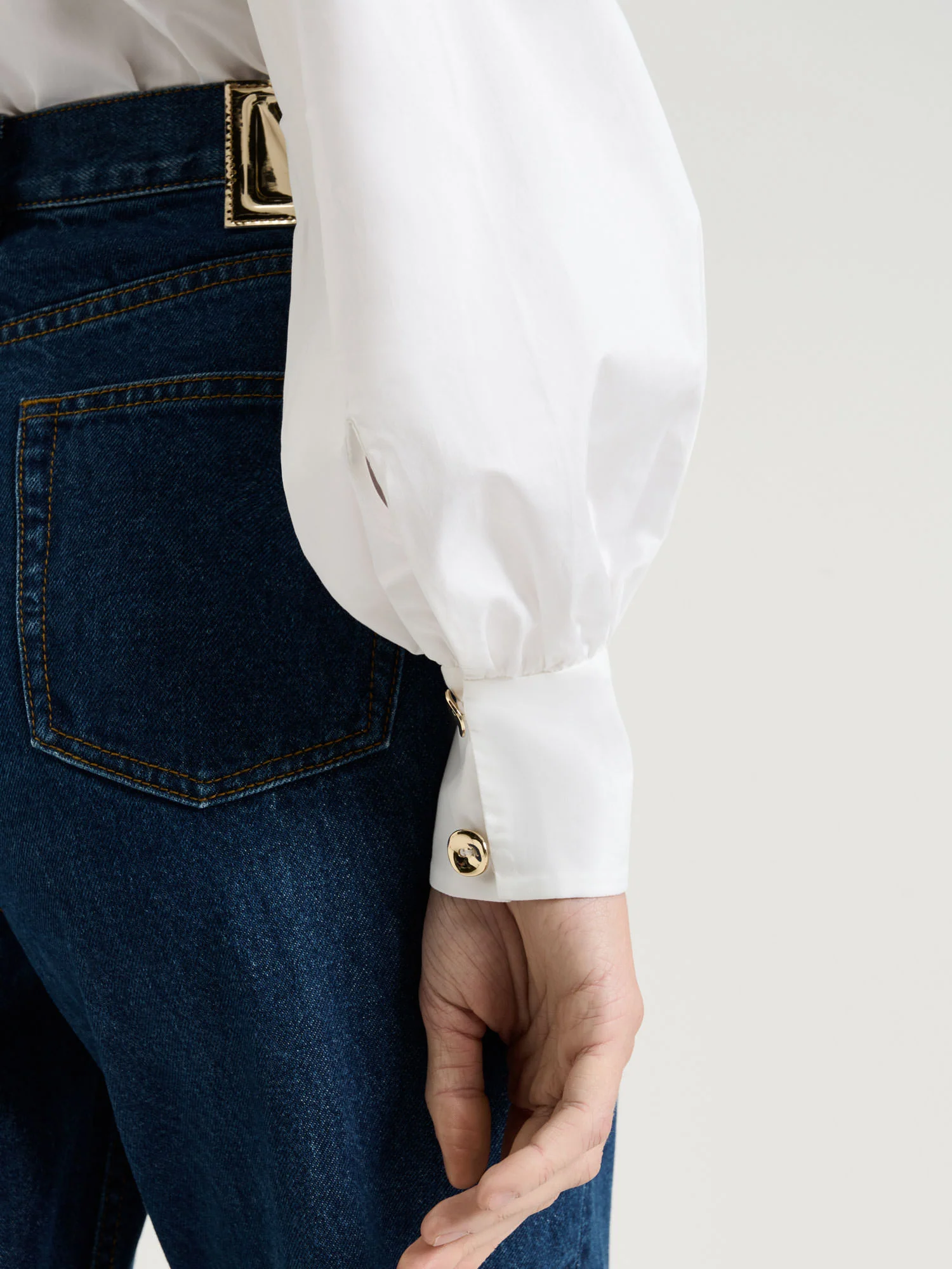 COTTON SATEEN BOW BLOUSE - Image 3