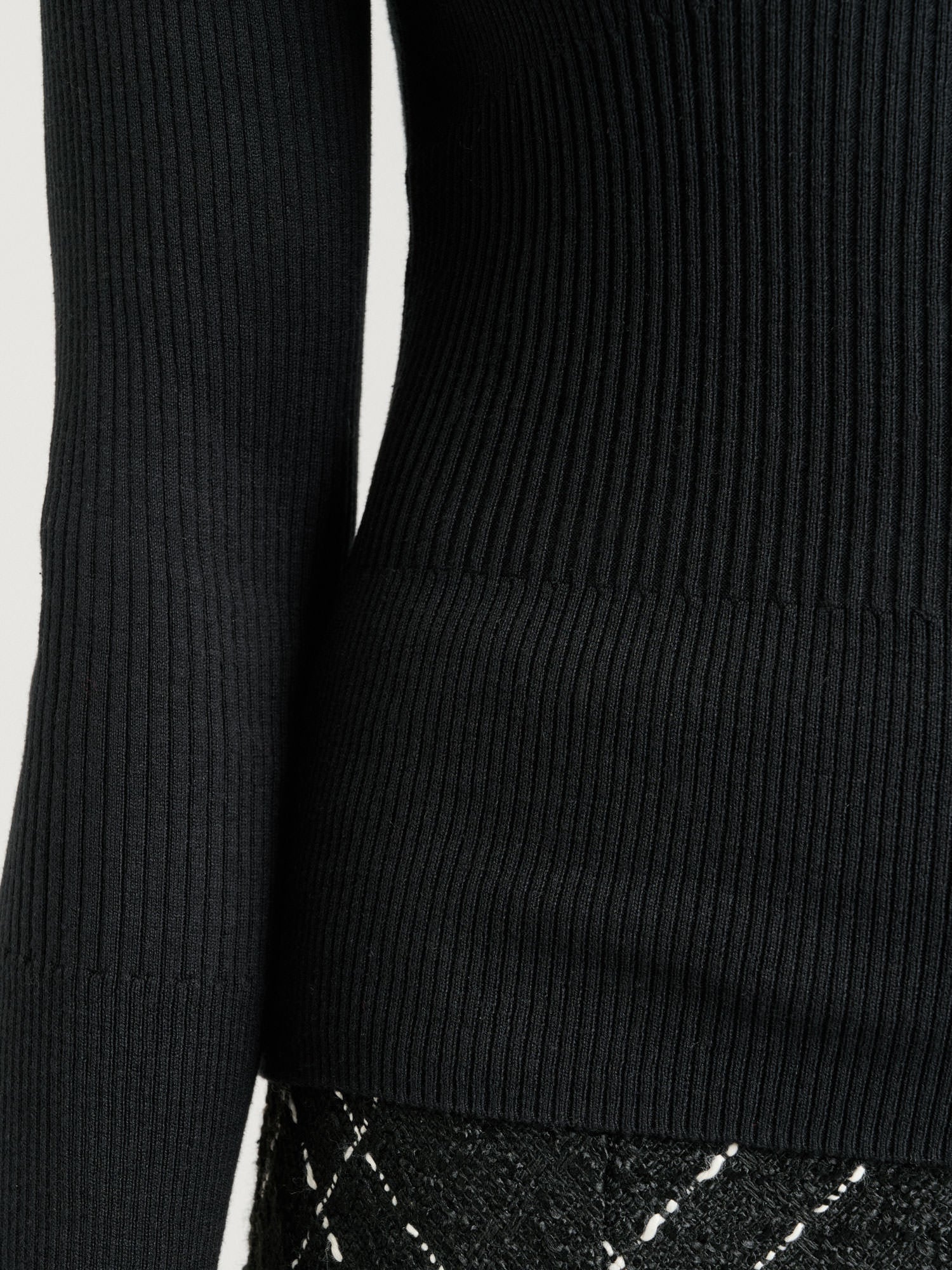 COTTON SILK BLEND SCOOP NECK RIBBED KNIT TOP - Image 6
