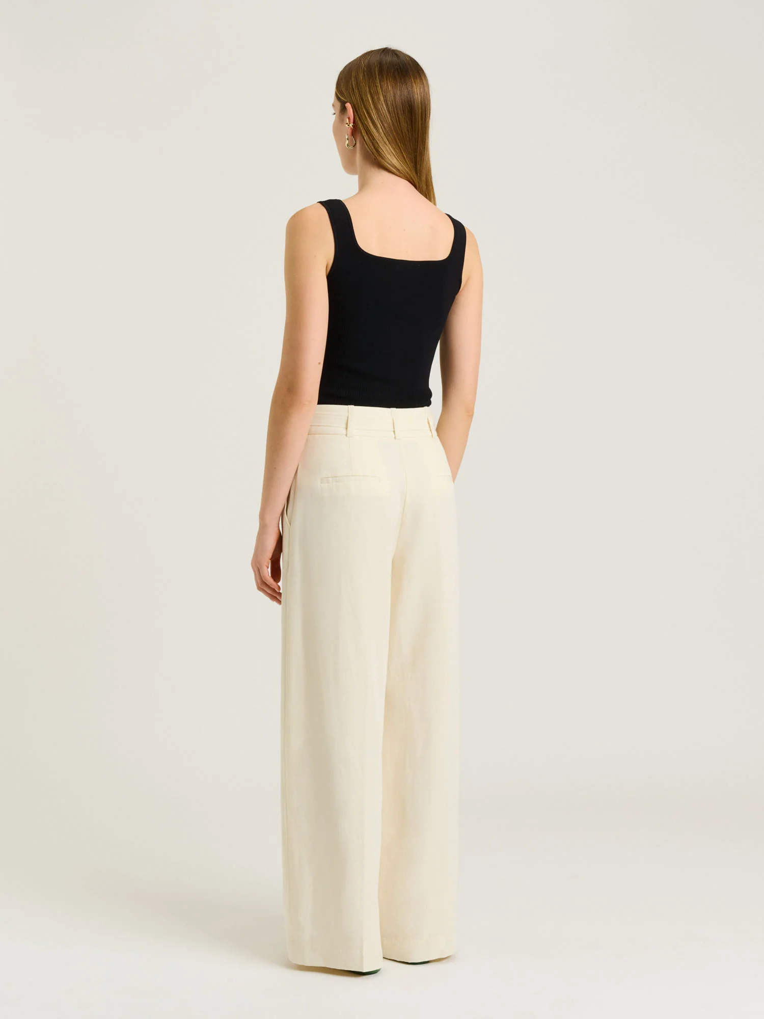 CREAM EUROPEAN LYOCELL LINEN BELTED PANT - Image 4