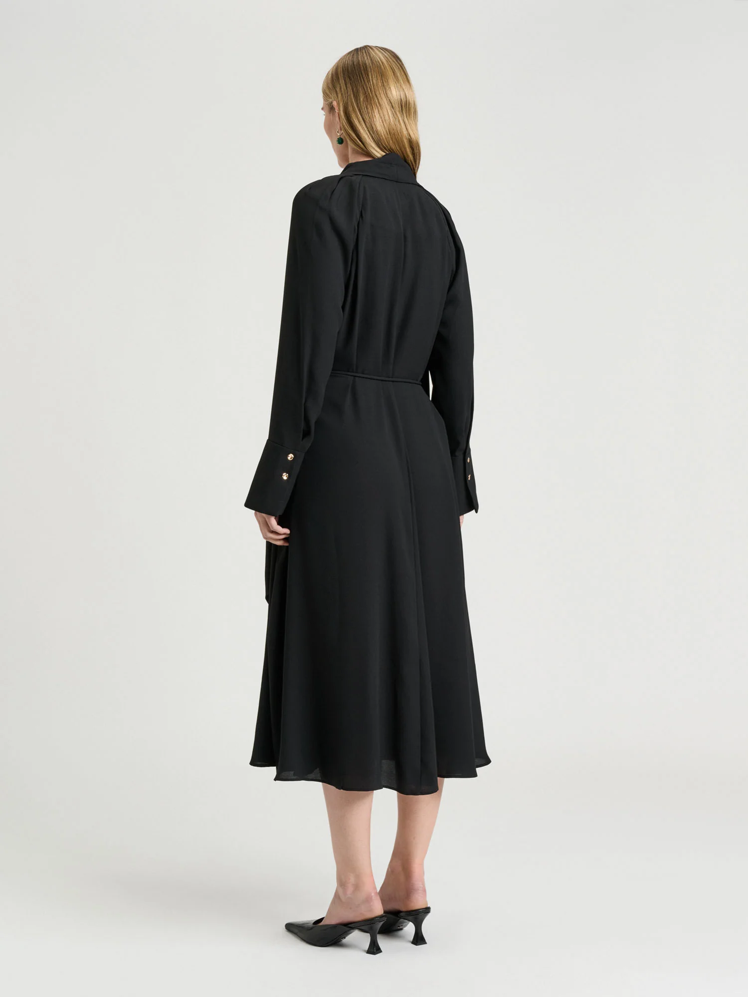 CREPE BACK SATIN DRAPED NECK DRESS - Image 4