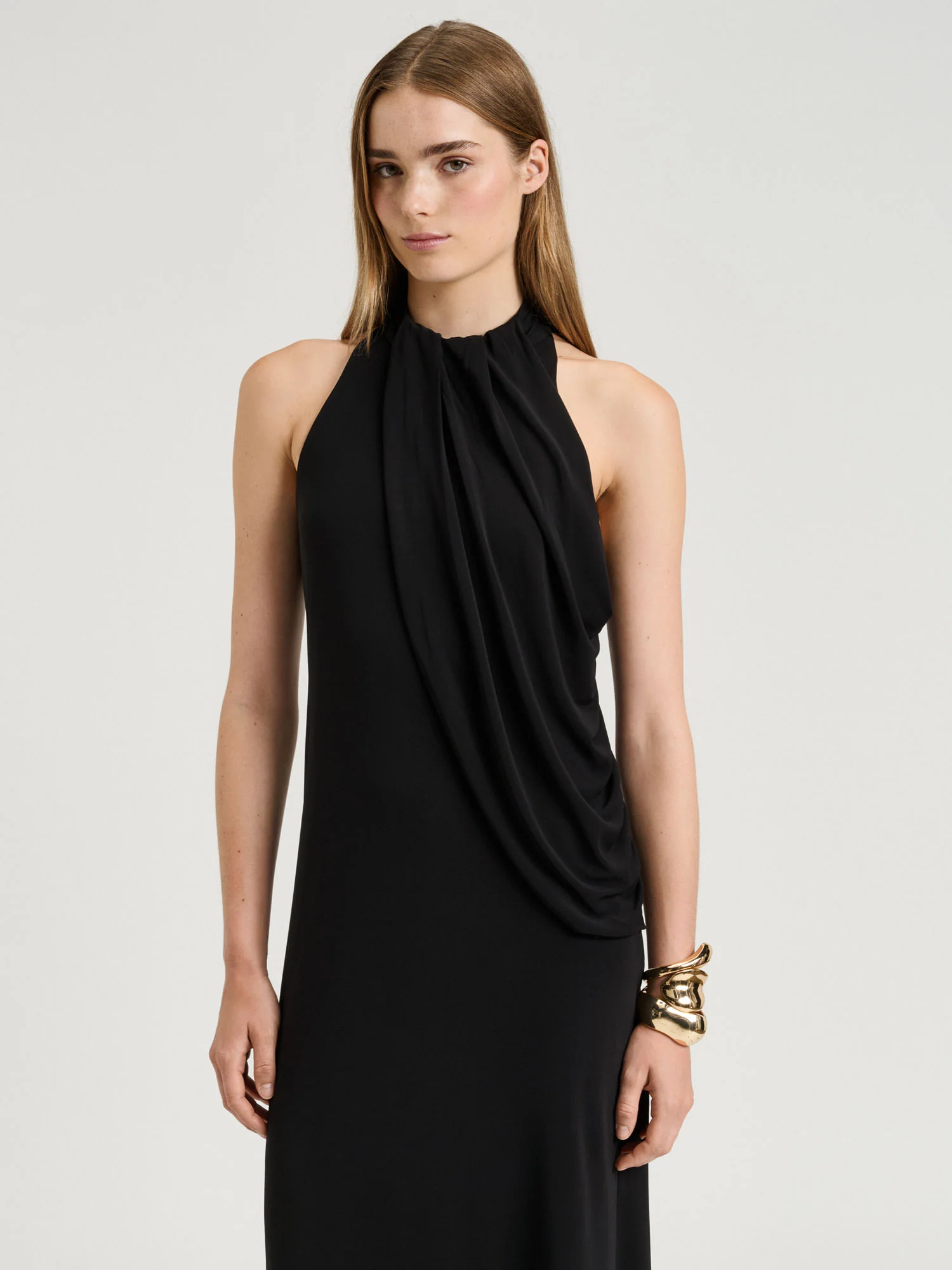 CREPE JERSEY DRAPED HALTER DRESS - Image 2