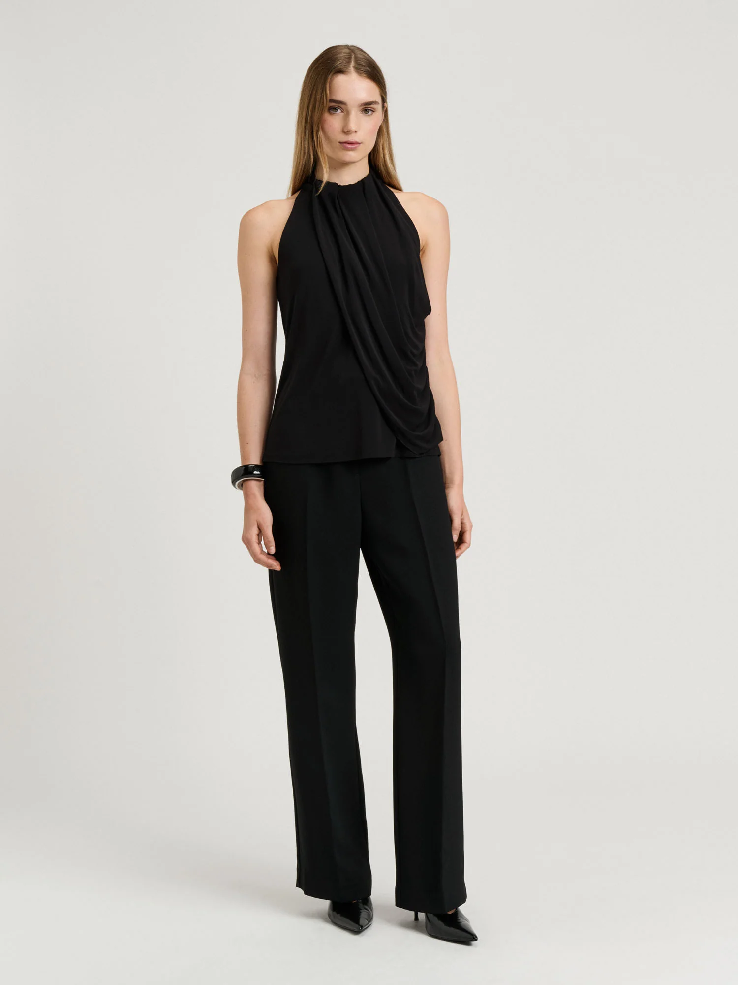 CREPE JERSEY DRAPED HALTER TOP - Image 3