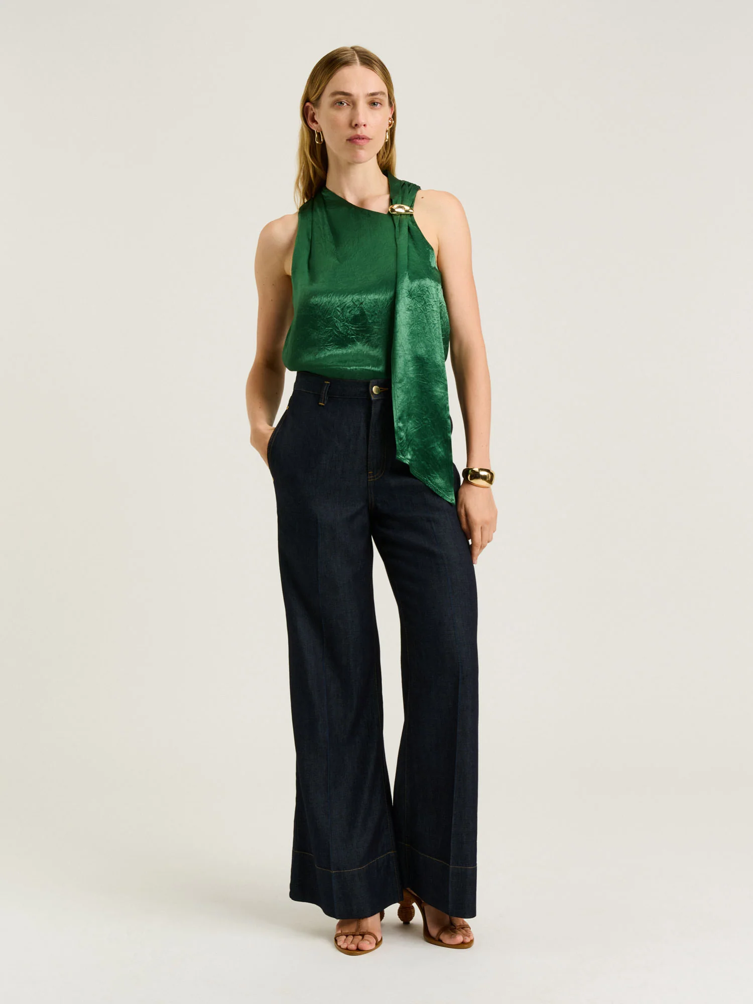 CRUSHED ACETATE TIE NECK TOP - Image 10
