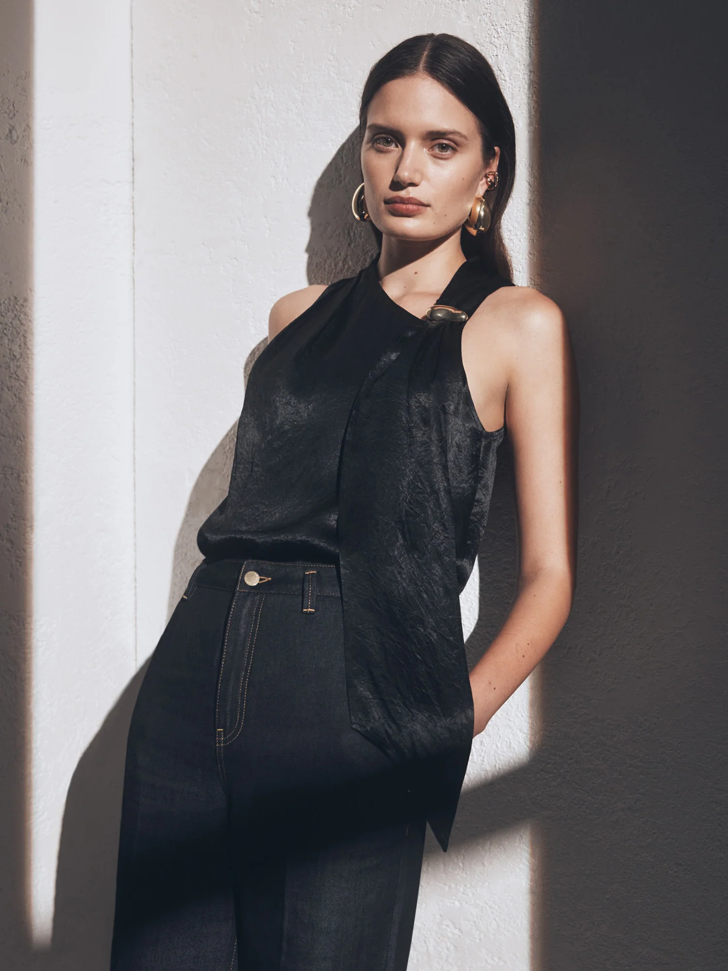 CRUSHED ACETATE TIE NECK TOP - Image 8