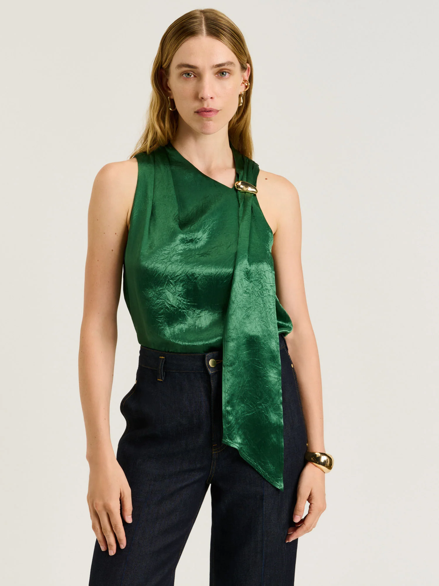 CRUSHED ACETATE TIE NECK TOP - Image 9