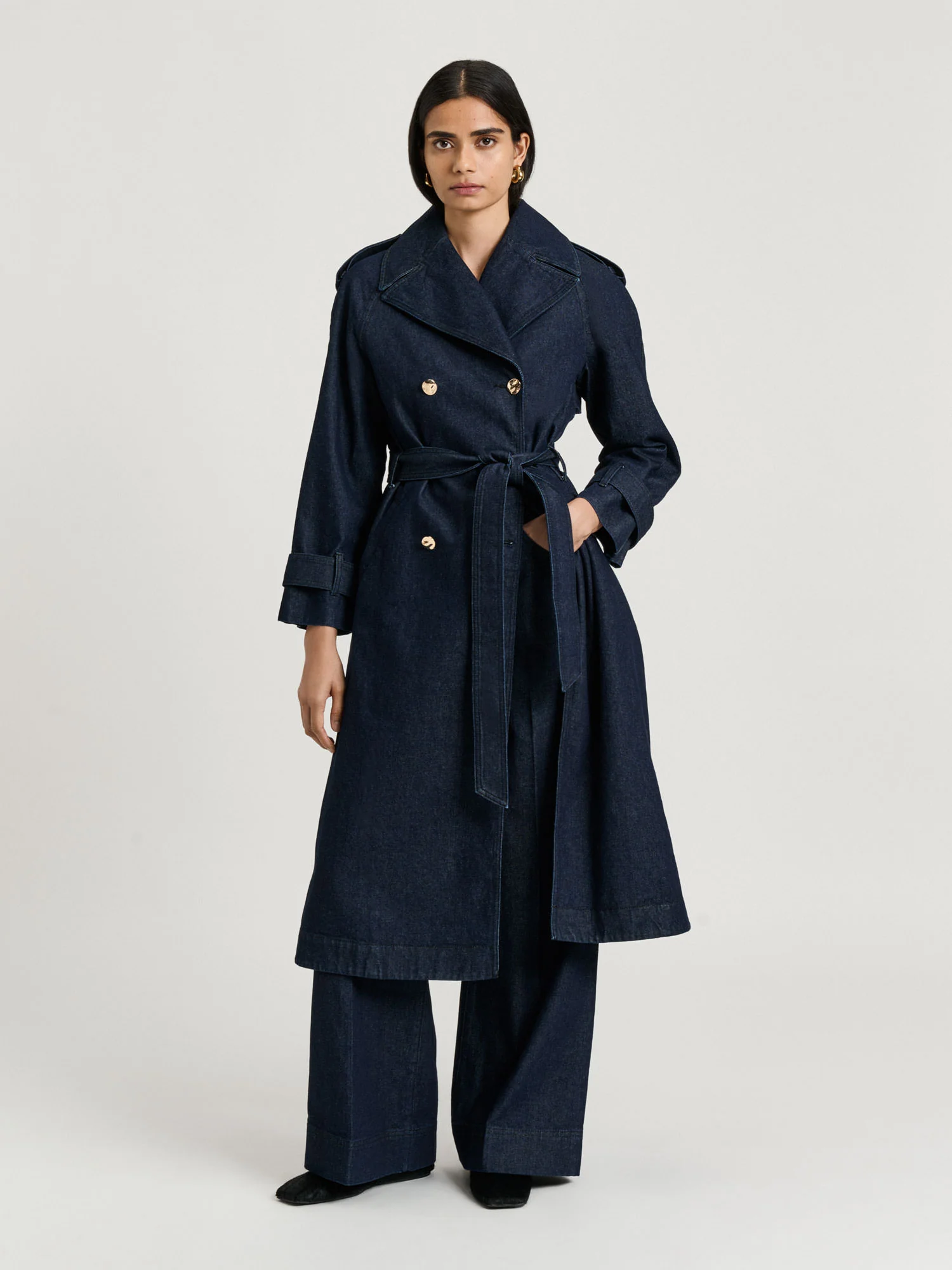 DARK INDIGO DENIM TRENCH
