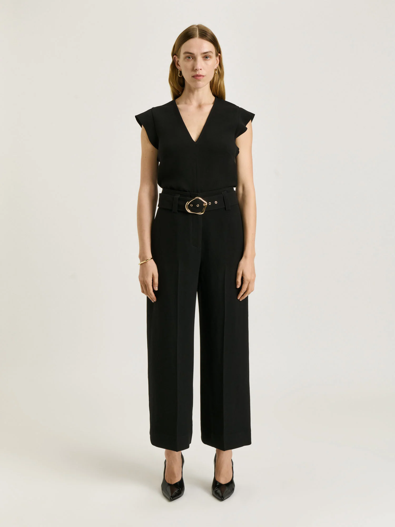 DOUBLE CREPE V NECK TOP - Image 6