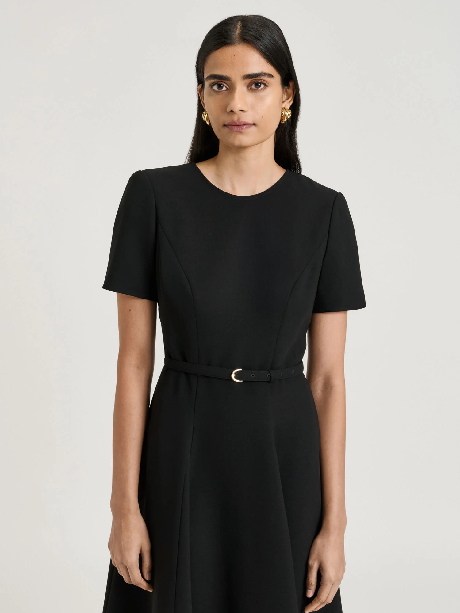 DOUBLE WEAVE FLARED MIDI DRESS - Image 2