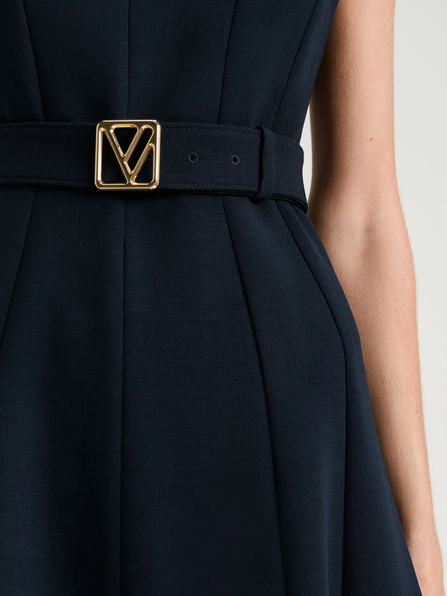 DOUBLE WEAVE SCOOP NECK MIDI DRESS - Image 3