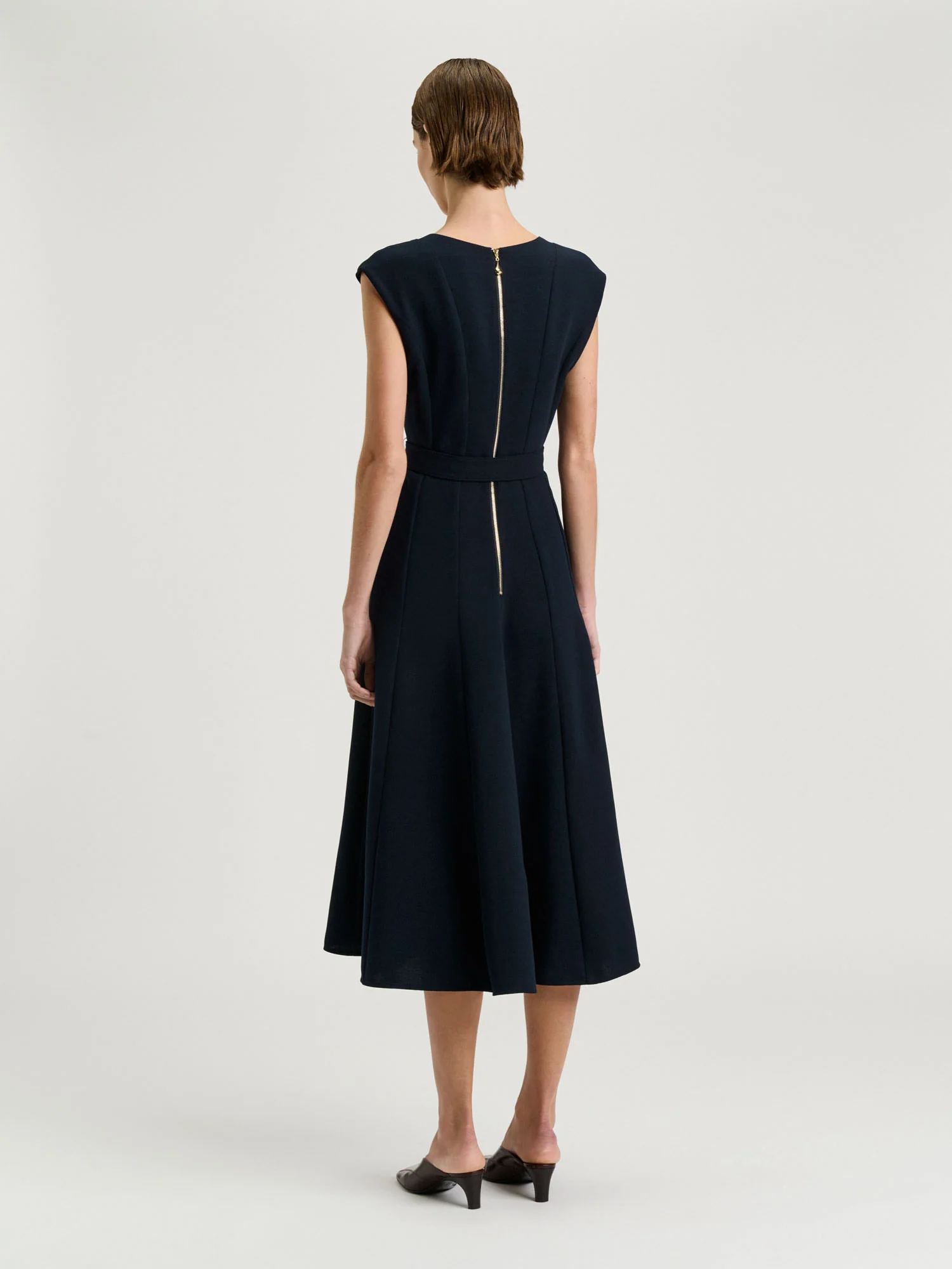 DOUBLE WEAVE SCOOP NECK MIDI DRESS - Image 4