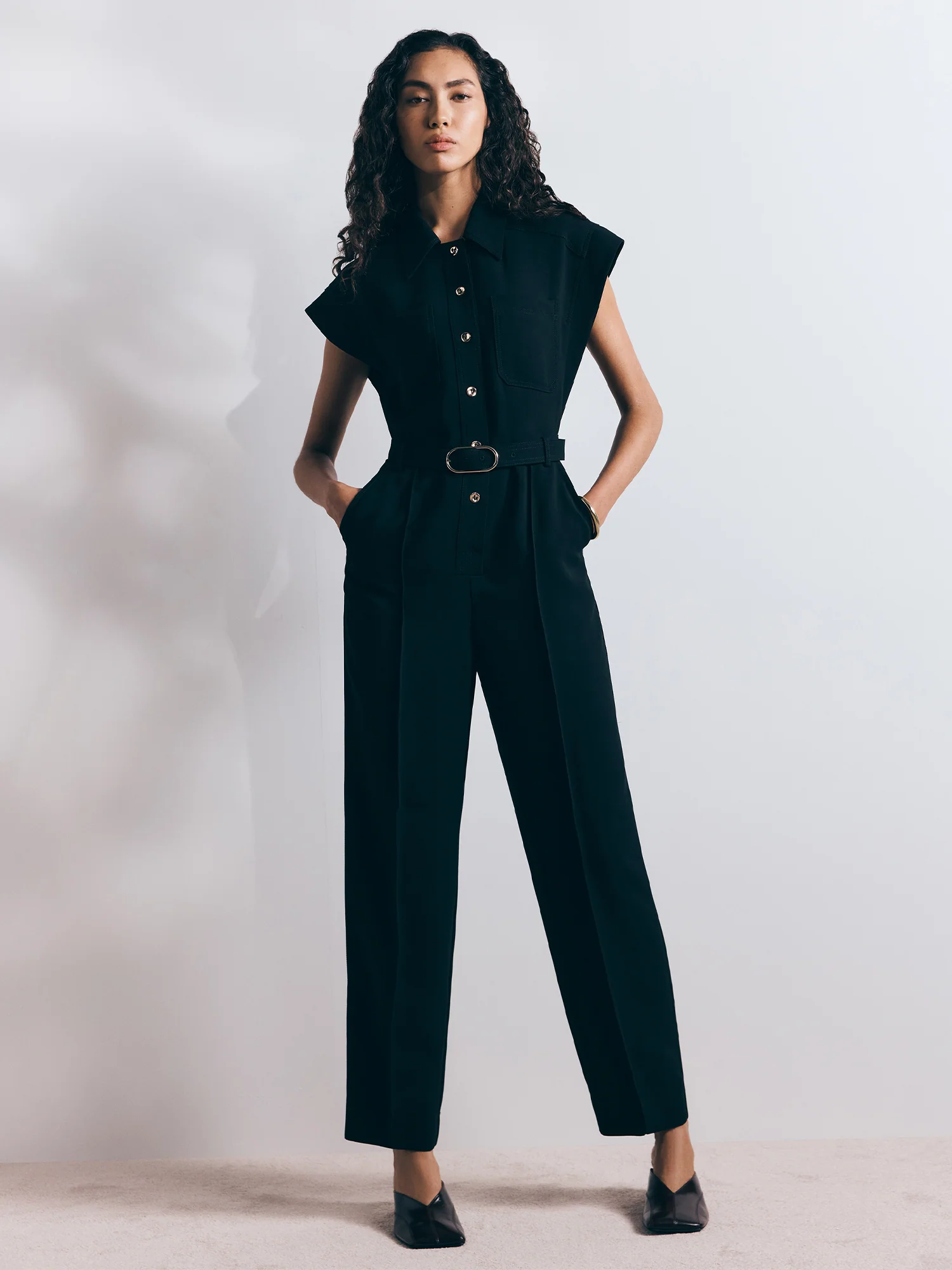 DOUBLE WEAVE UTILITY BELTED JUMPSUIT - Image 5