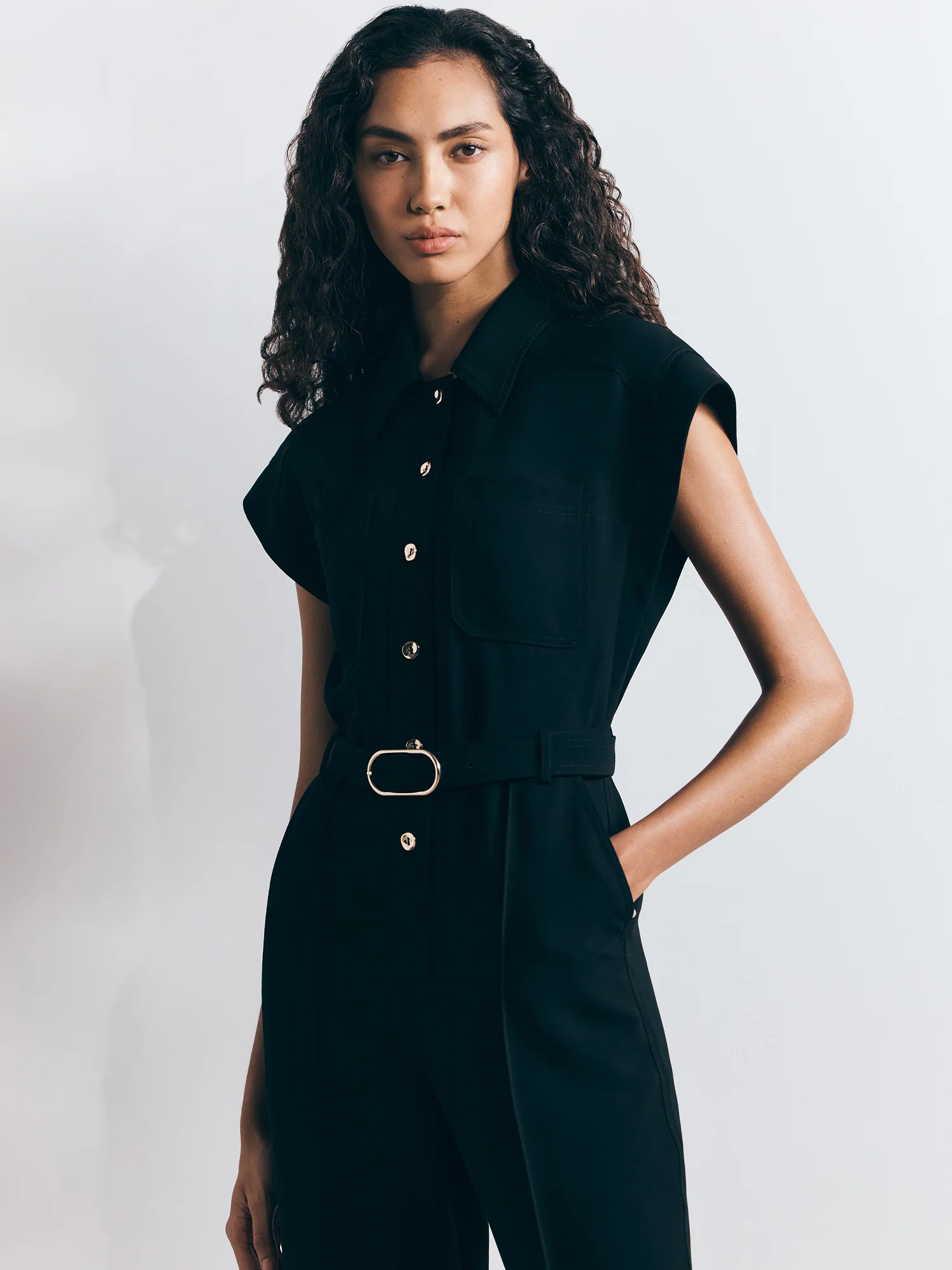 DOUBLE WEAVE UTILITY BELTED JUMPSUIT - Image 6