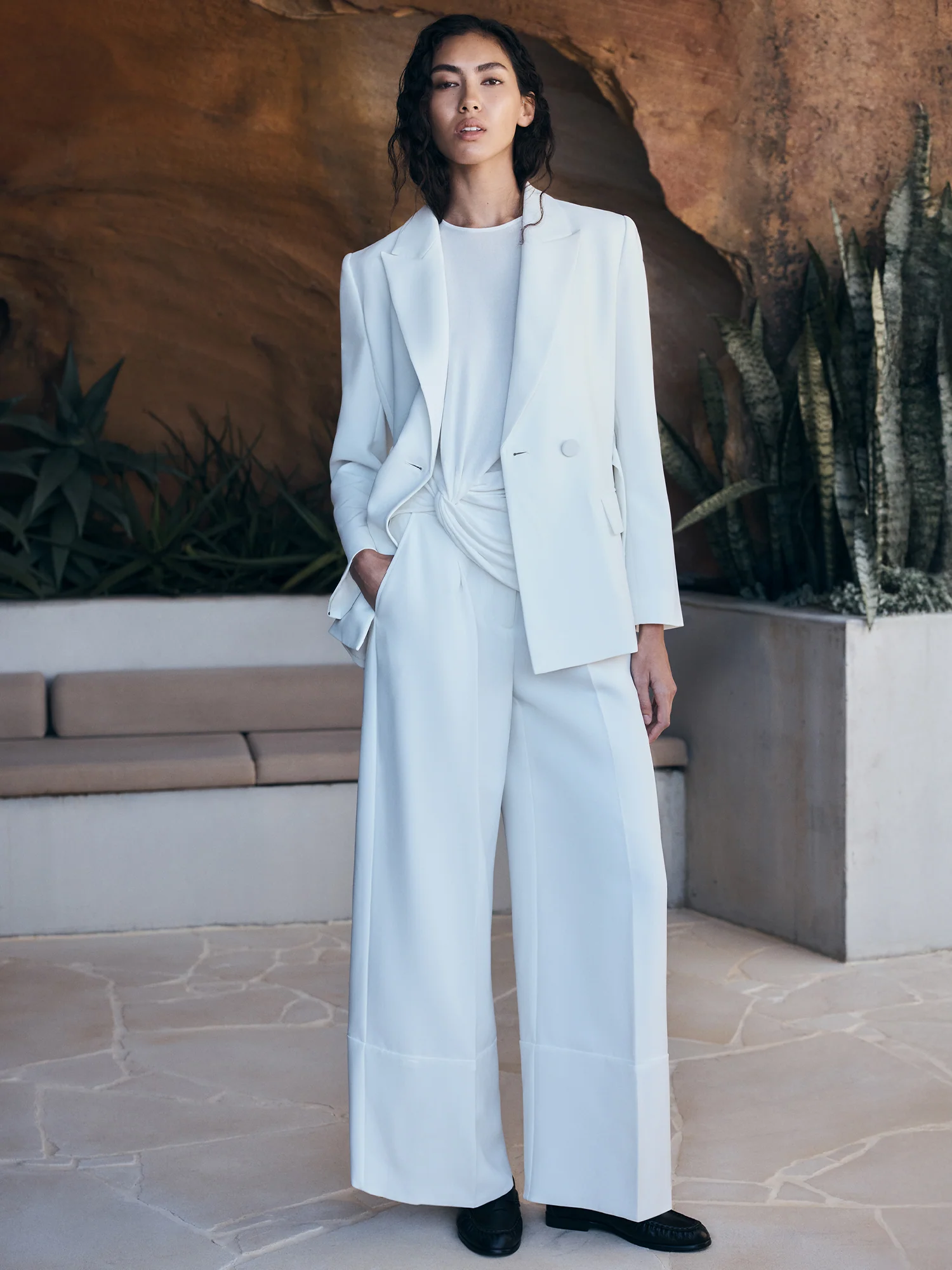 DOUBLE WEAVE WIDE LEG PANT - Image 5