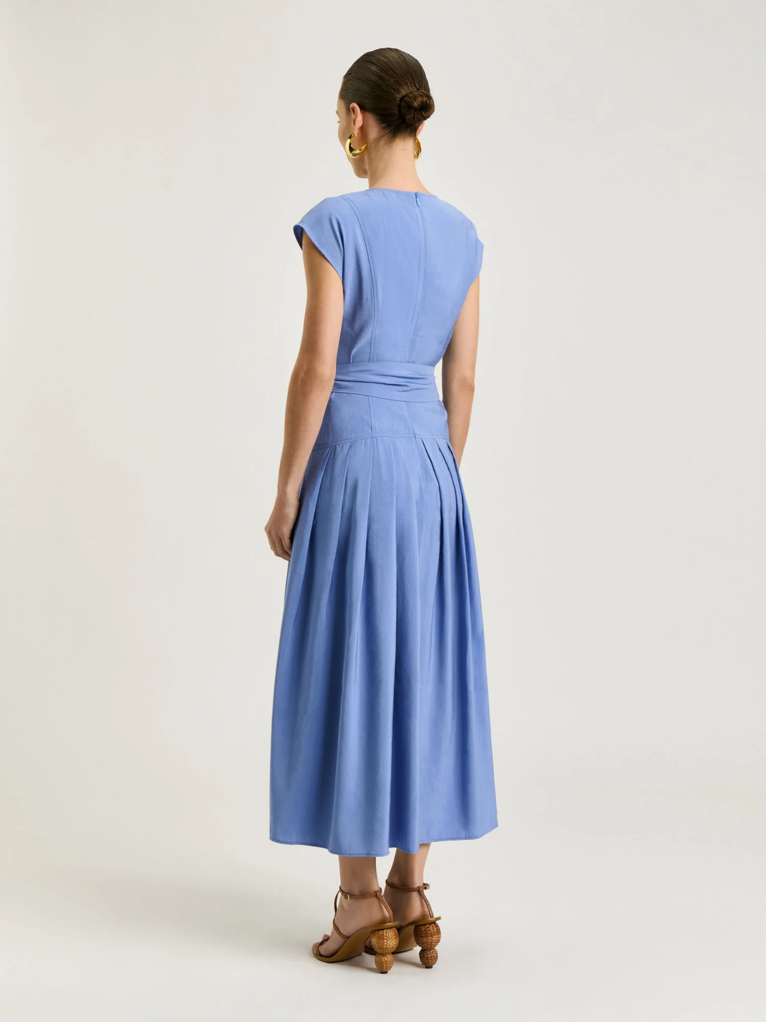 DRAPEY MODAL BLEND BELTED MIDI DRESS - Image 4