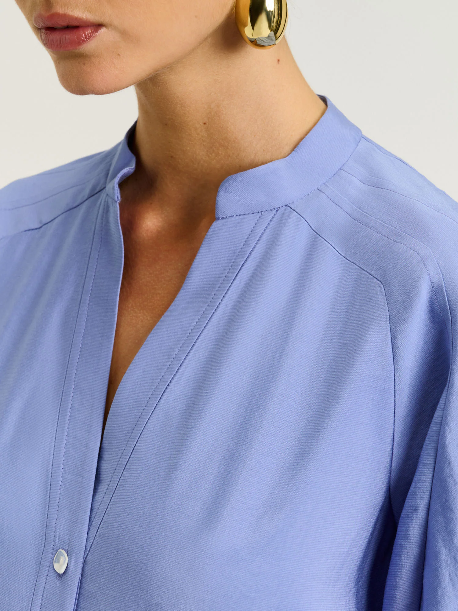 DRAPEY MODAL BLEND BLOUSON SLEEVE SHIRT - Image 3
