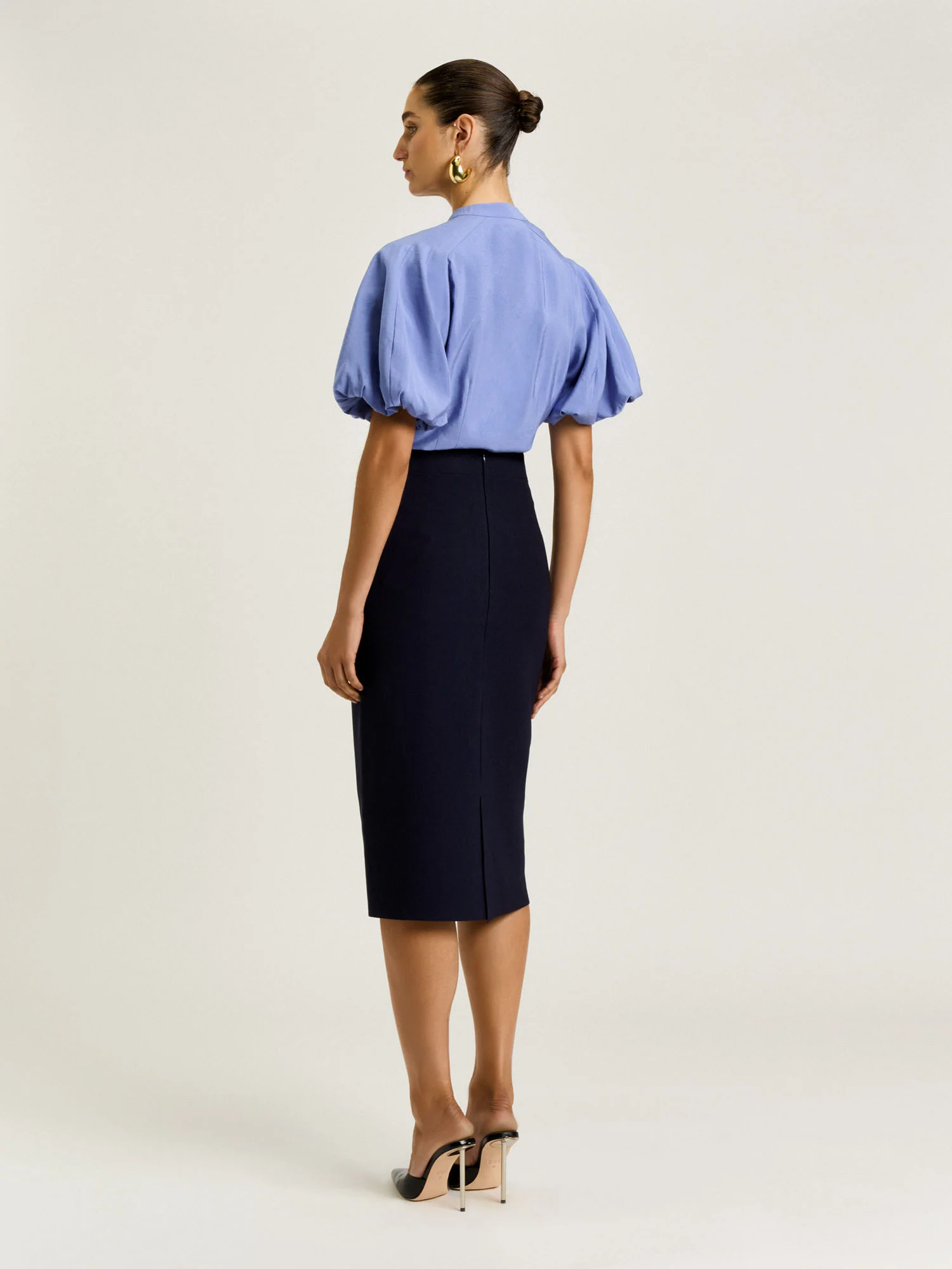 DRAPEY MODAL BLEND BLOUSON SLEEVE SHIRT - Image 5