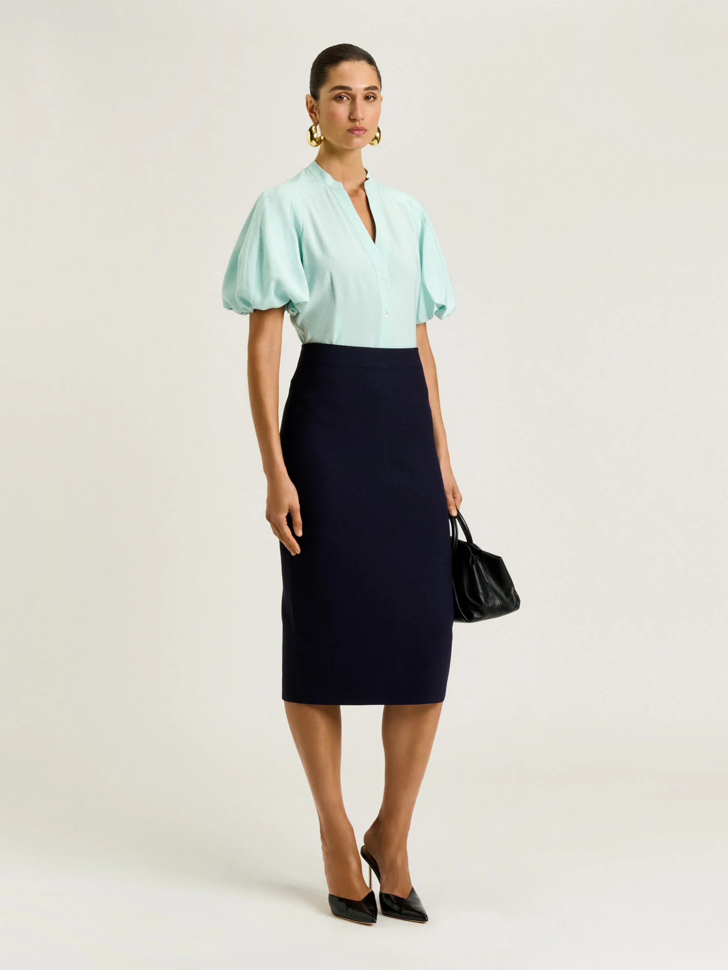 DRAPEY MODAL BLEND BLOUSON SLEEVE SHIRT - Image 6