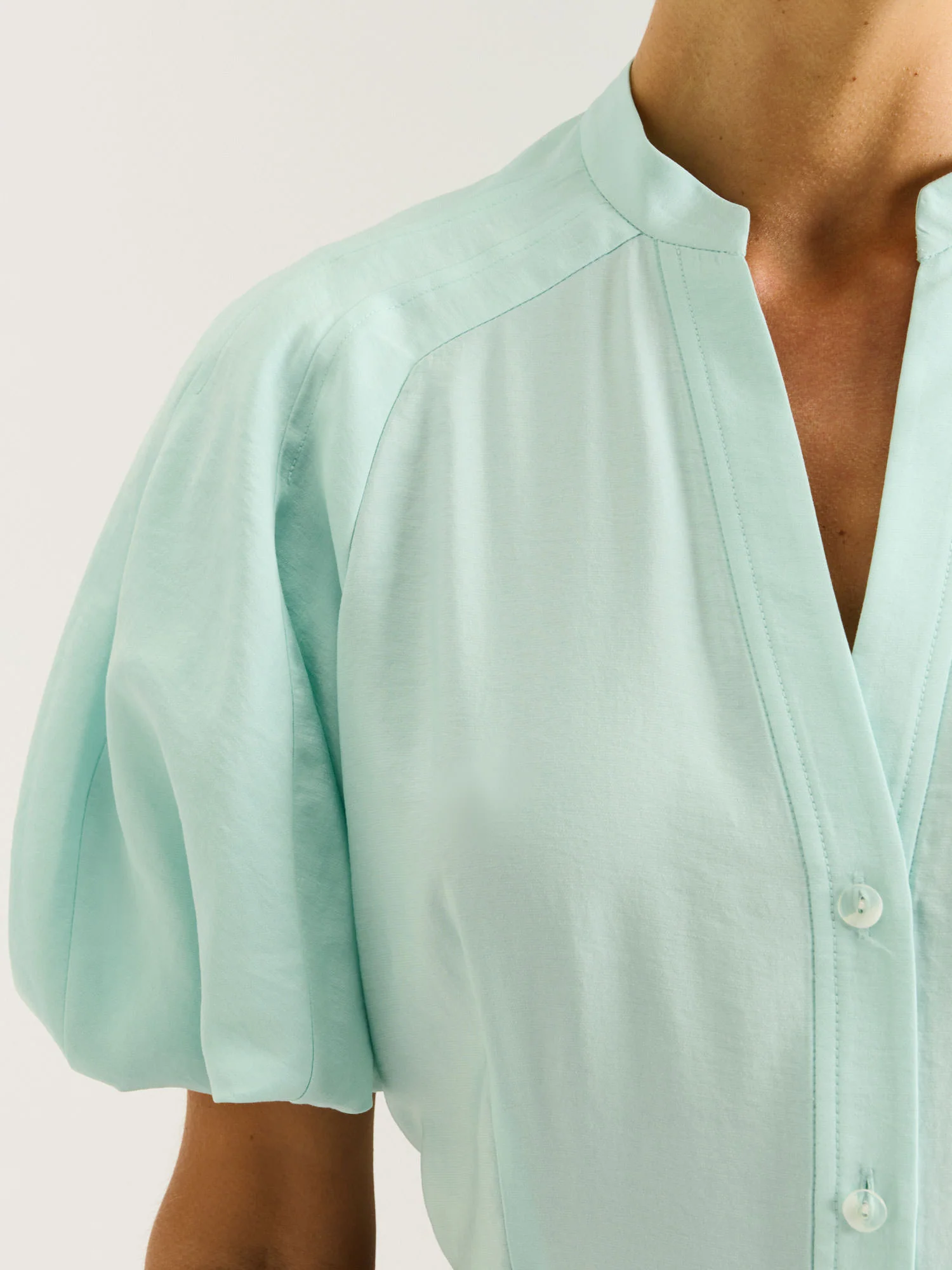 DRAPEY MODAL BLEND BLOUSON SLEEVE SHIRT - Image 9