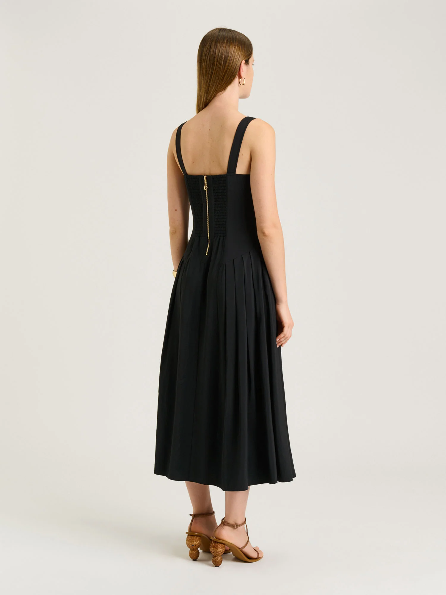 DRAPEY MODAL BLEND V NECK MIDI DRESS - Image 7
