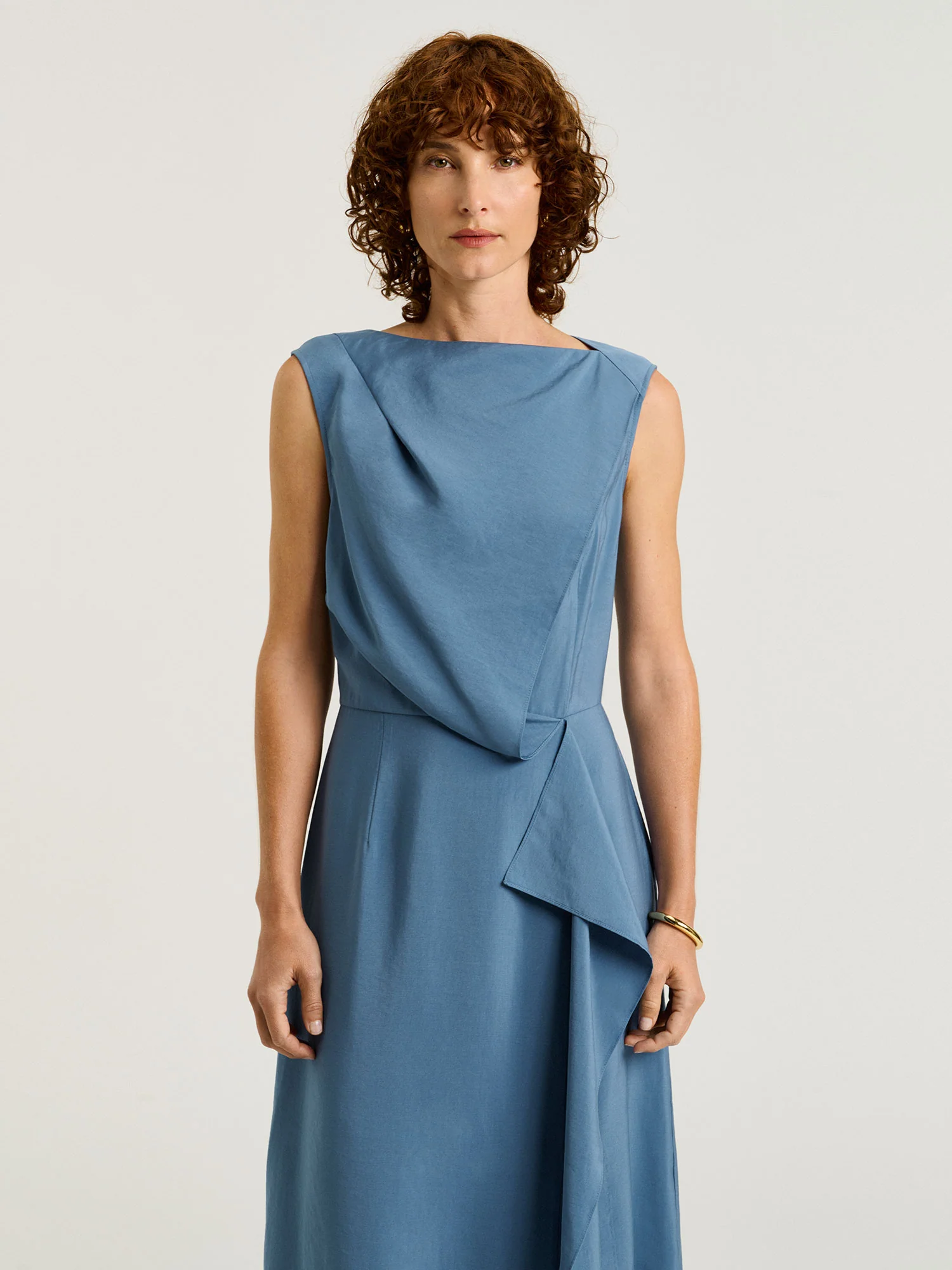 DRAPEY MODAL DRAPED FRONT MIDI DRESS - Image 2