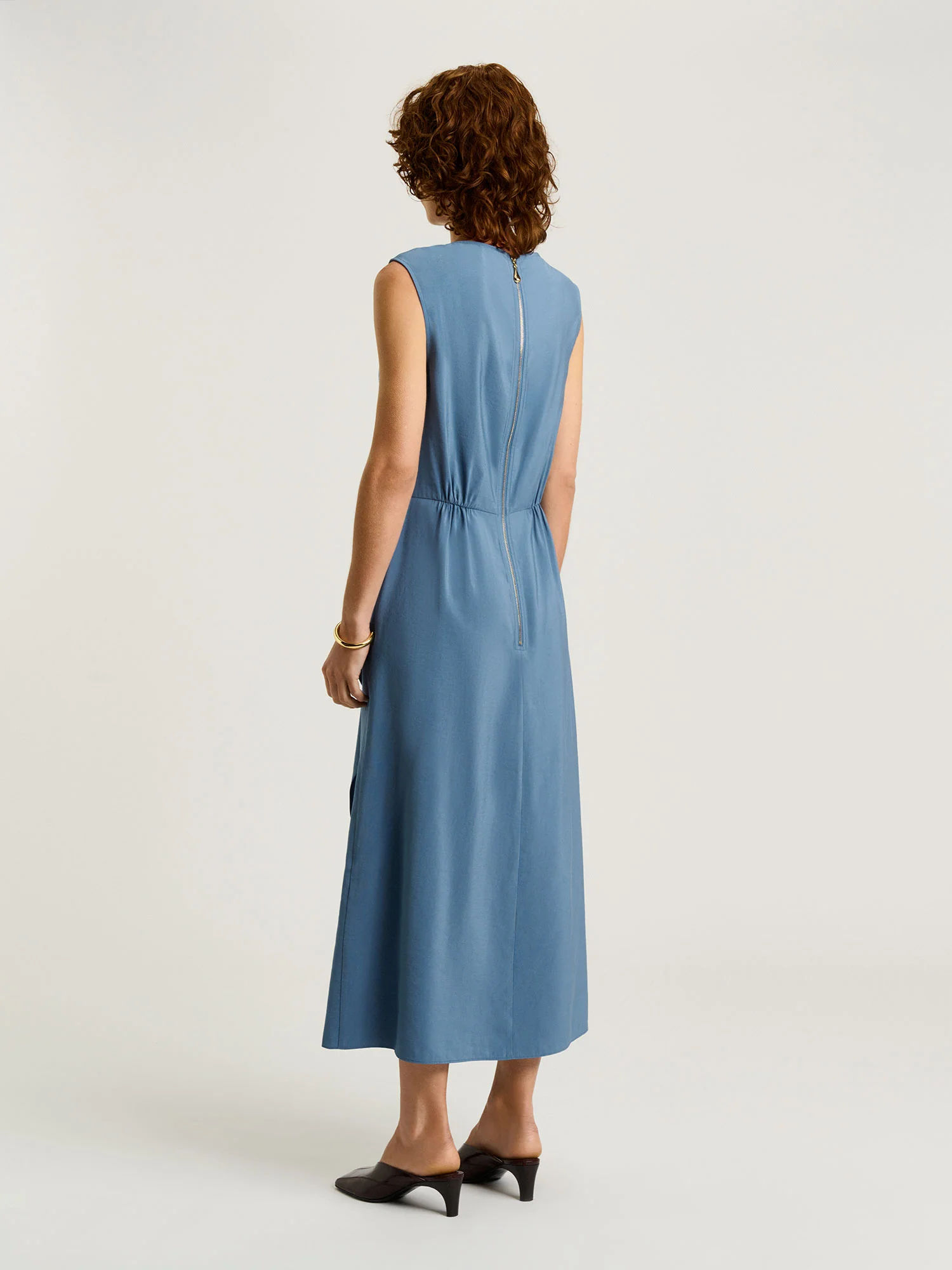 DRAPEY MODAL DRAPED FRONT MIDI DRESS - Image 4