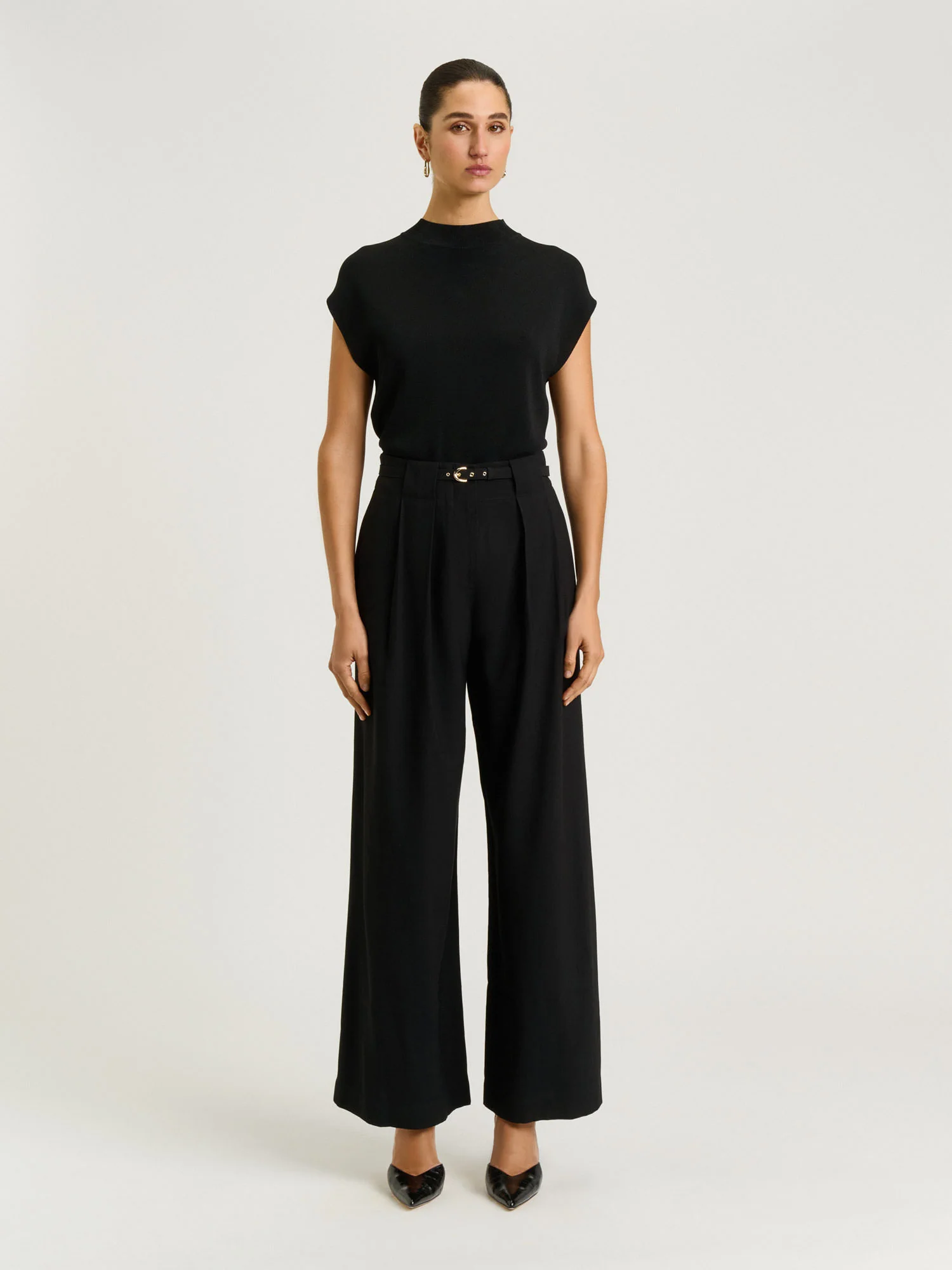 DRAPEY VISCOSE TWILL PLEAT TUCK PANT